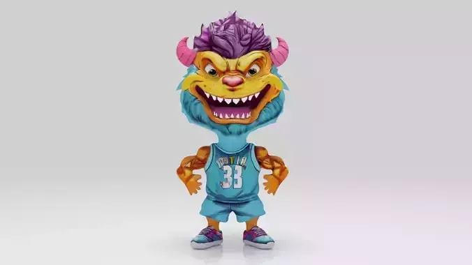 Monster Basket rigged character Low Polys  Low-poly 3D model