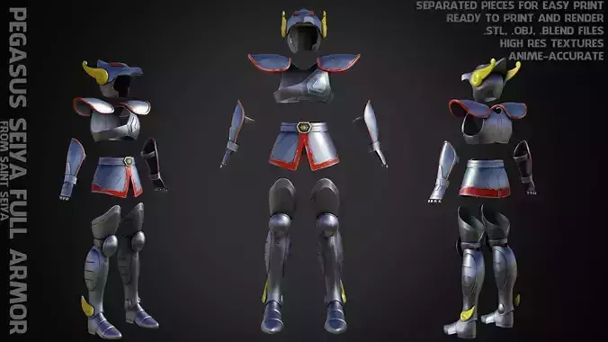 Saint Seiya Pegasus Seiya Full Armor for Cosplay 3D Model Collection