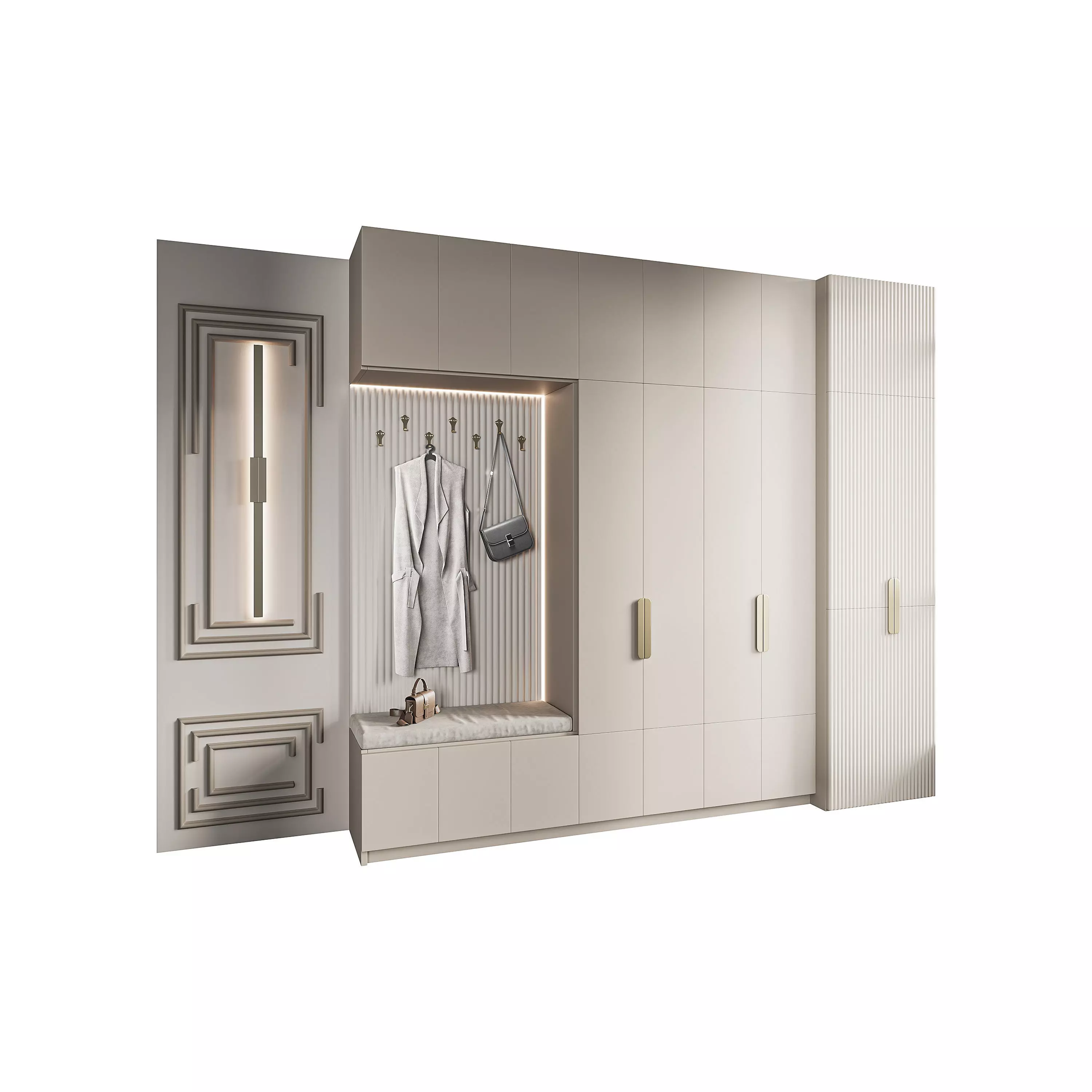 Hallway area with a minimalistic hanger 4 3D model_0