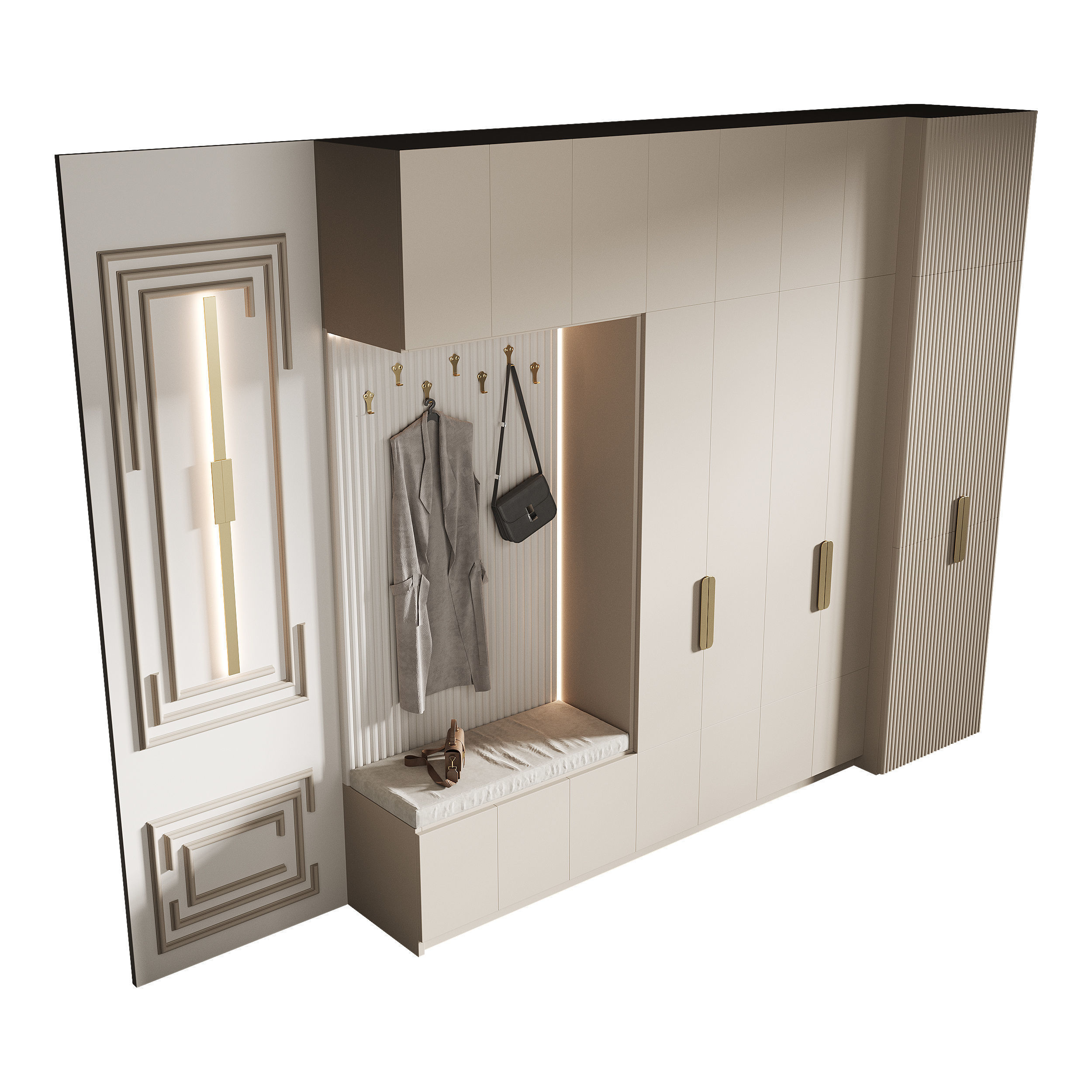 Hallway area with a minimalistic hanger 4 3D model_3