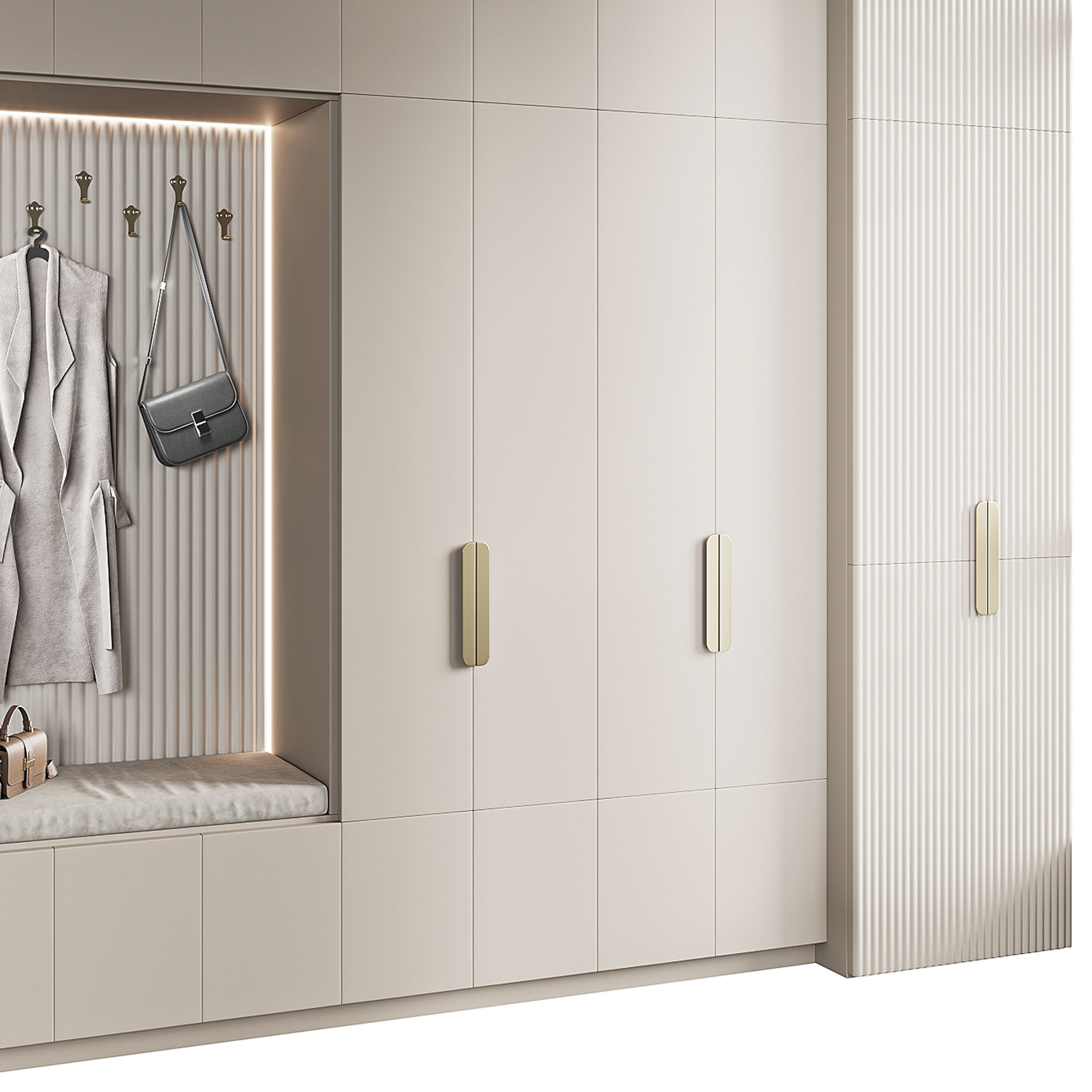 Hallway area with a minimalistic hanger 4 3D model_7