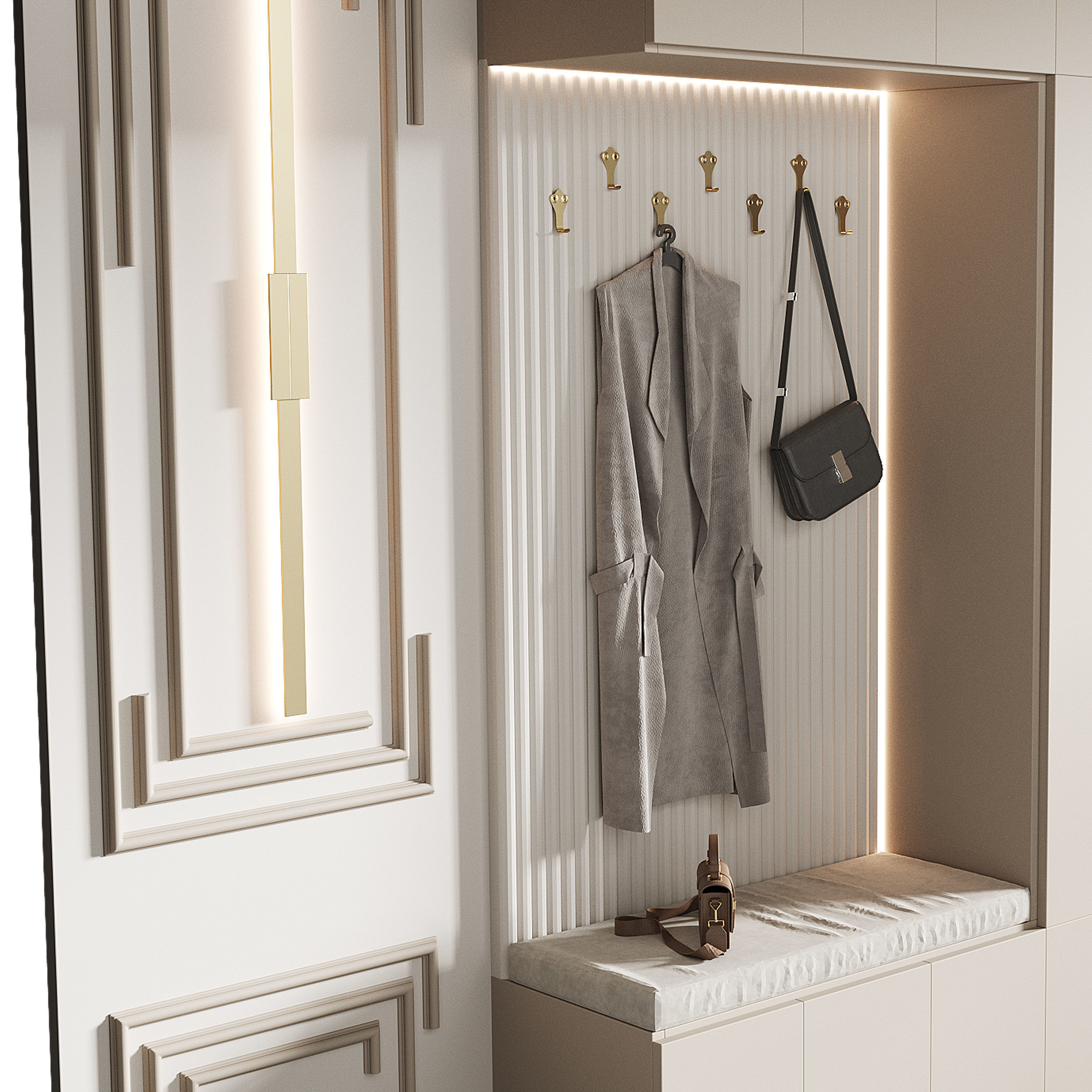 Hallway area with a minimalistic hanger 4 3D model_6