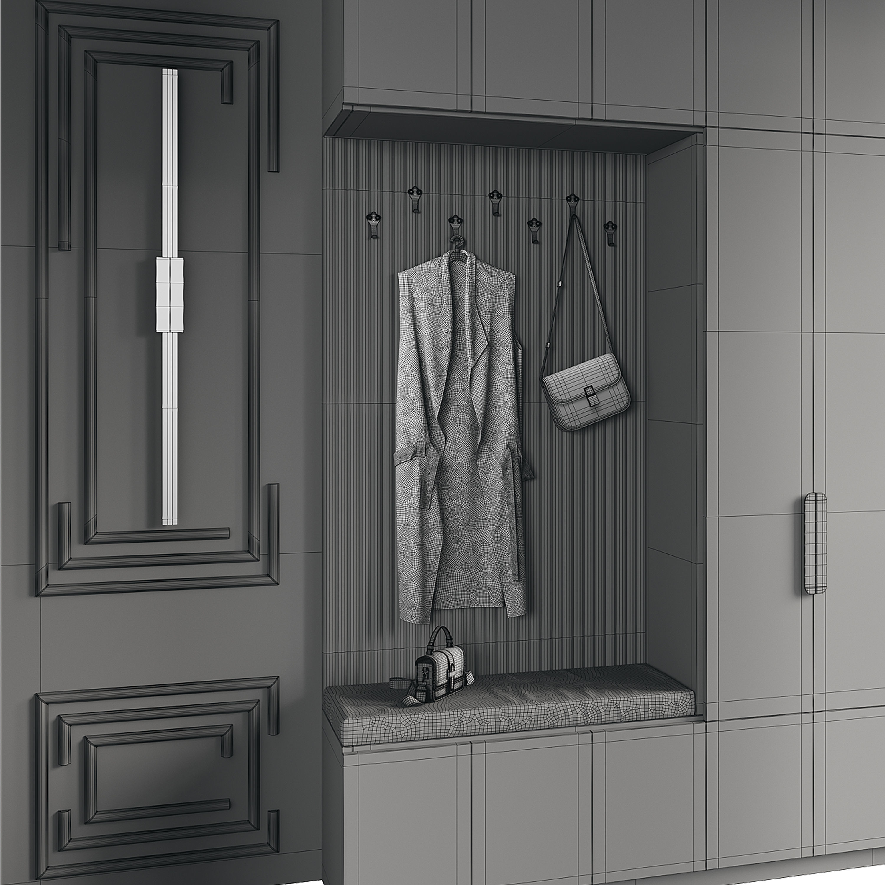 Hallway area with a minimalistic hanger 4 3D model_14