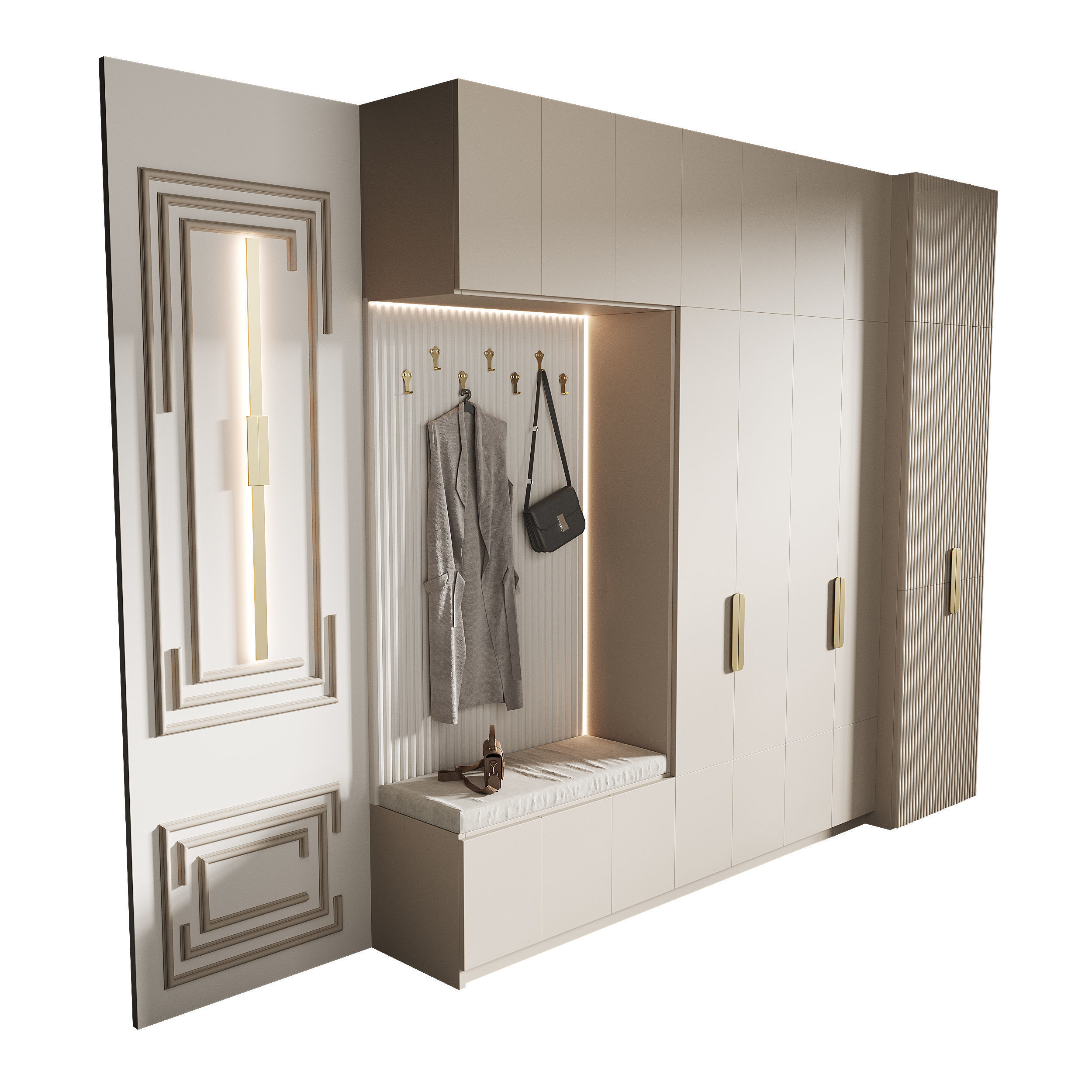 Hallway area with a minimalistic hanger 4 3D model_1