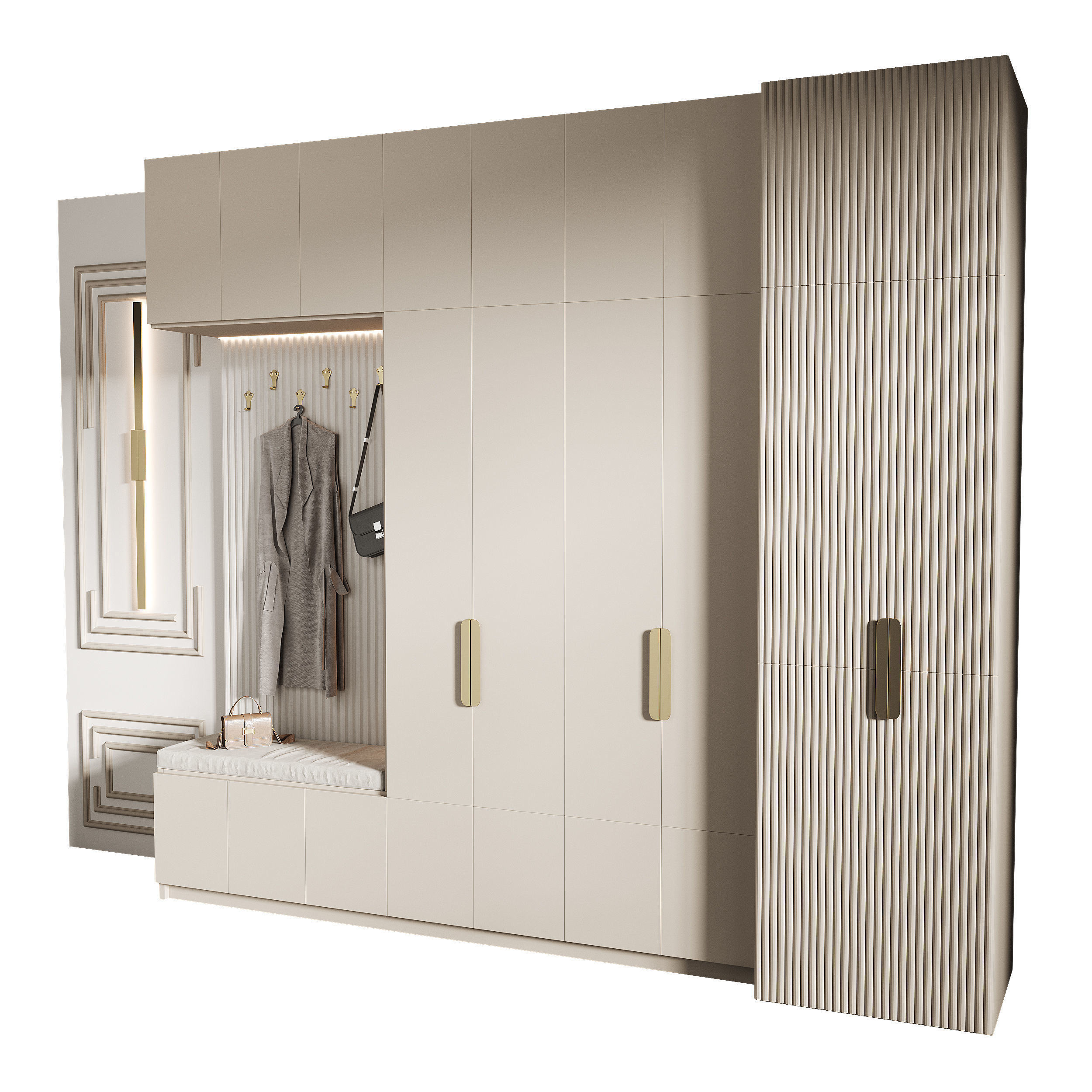 Hallway area with a minimalistic hanger 4 3D model_2