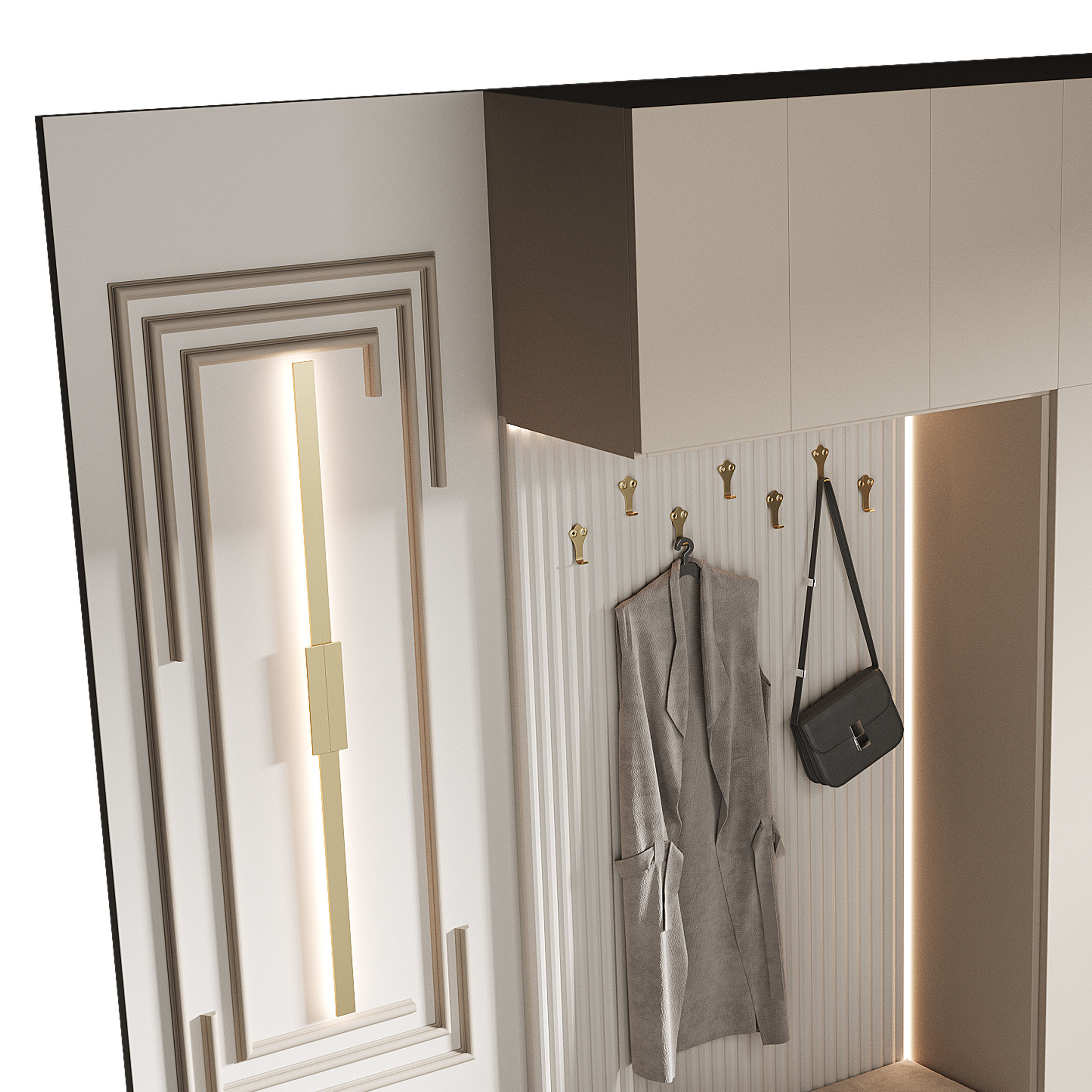 Hallway area with a minimalistic hanger 4 3D model_9