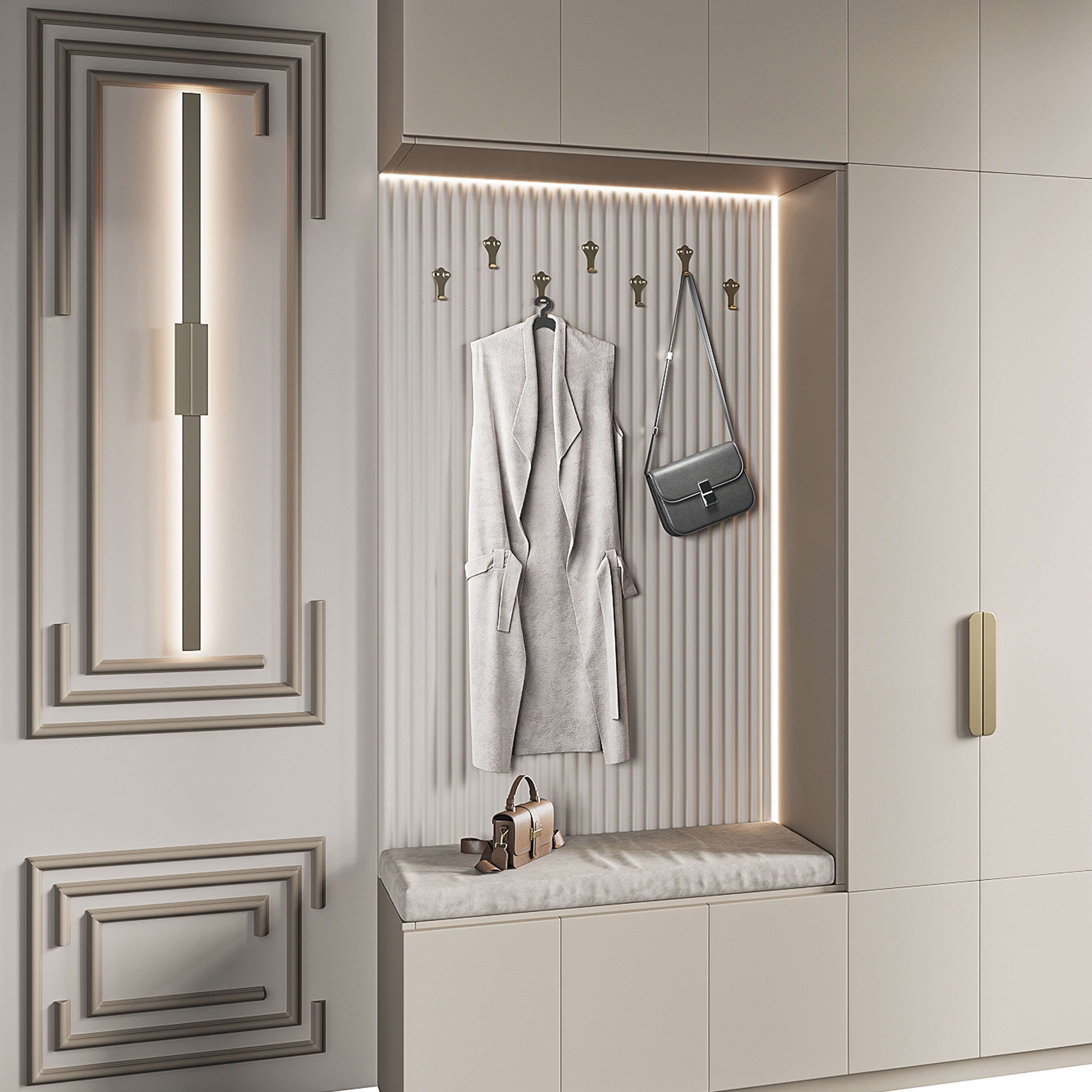 Hallway area with a minimalistic hanger 4 3D model_11