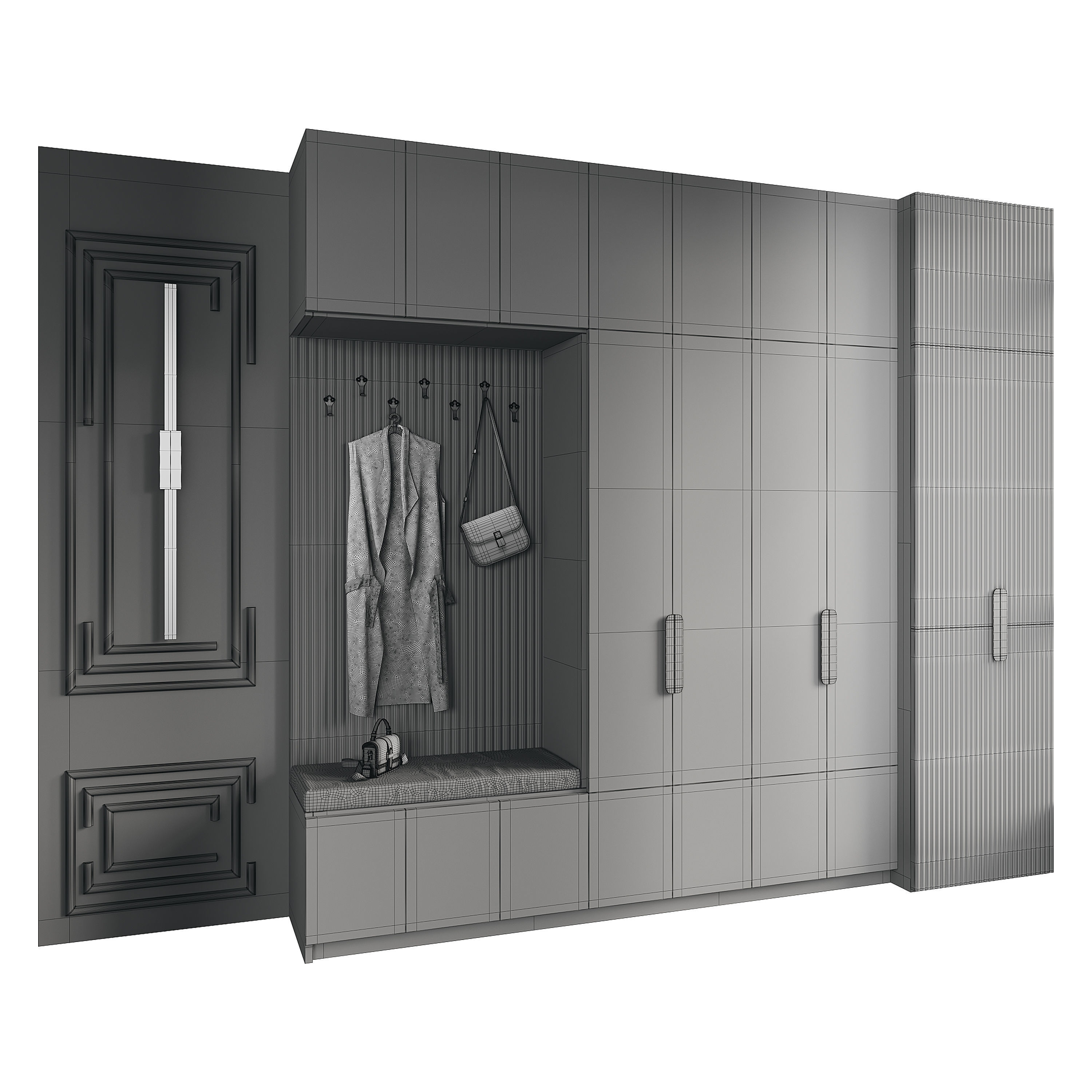 Hallway area with a minimalistic hanger 4 3D model_13