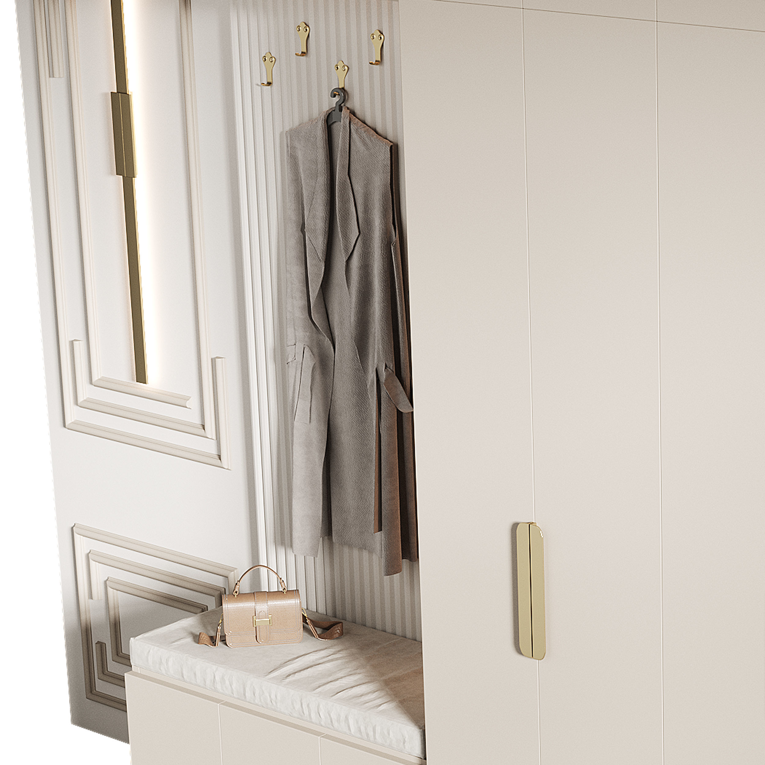 Hallway area with a minimalistic hanger 4 3D model_12