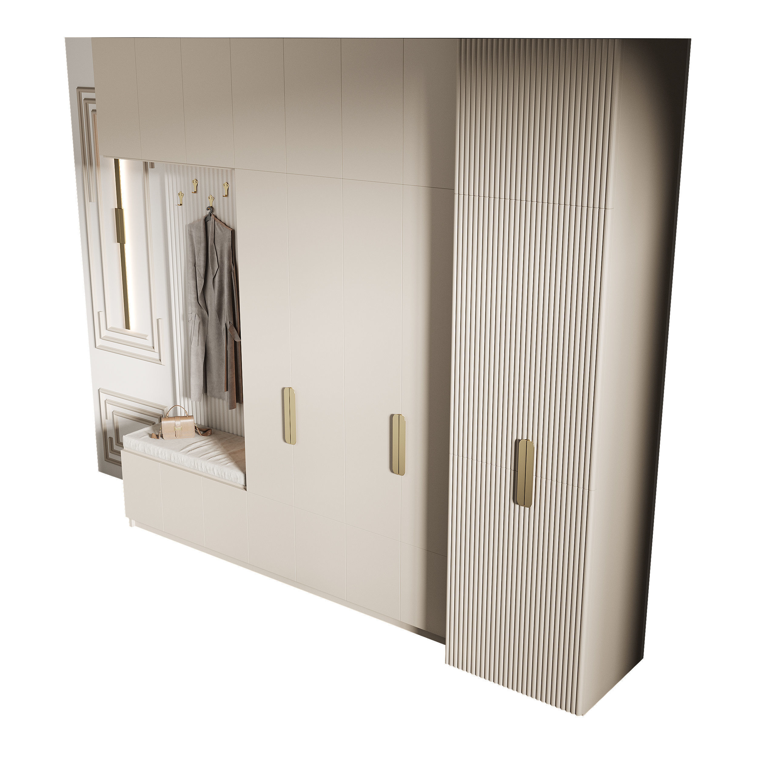 Hallway area with a minimalistic hanger 4 3D model_4