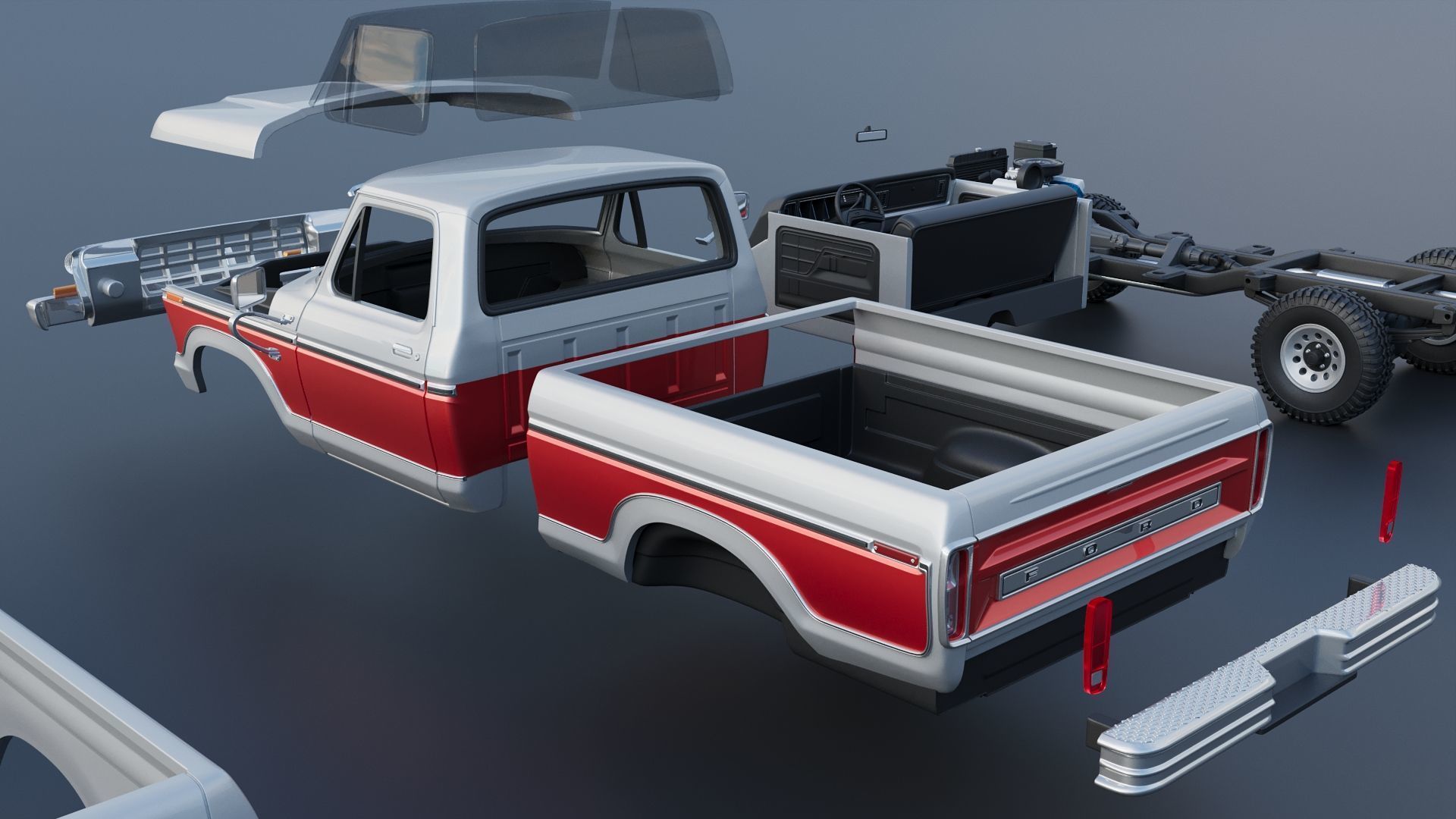 Pickup Truck F-150 1978 3D print model_19