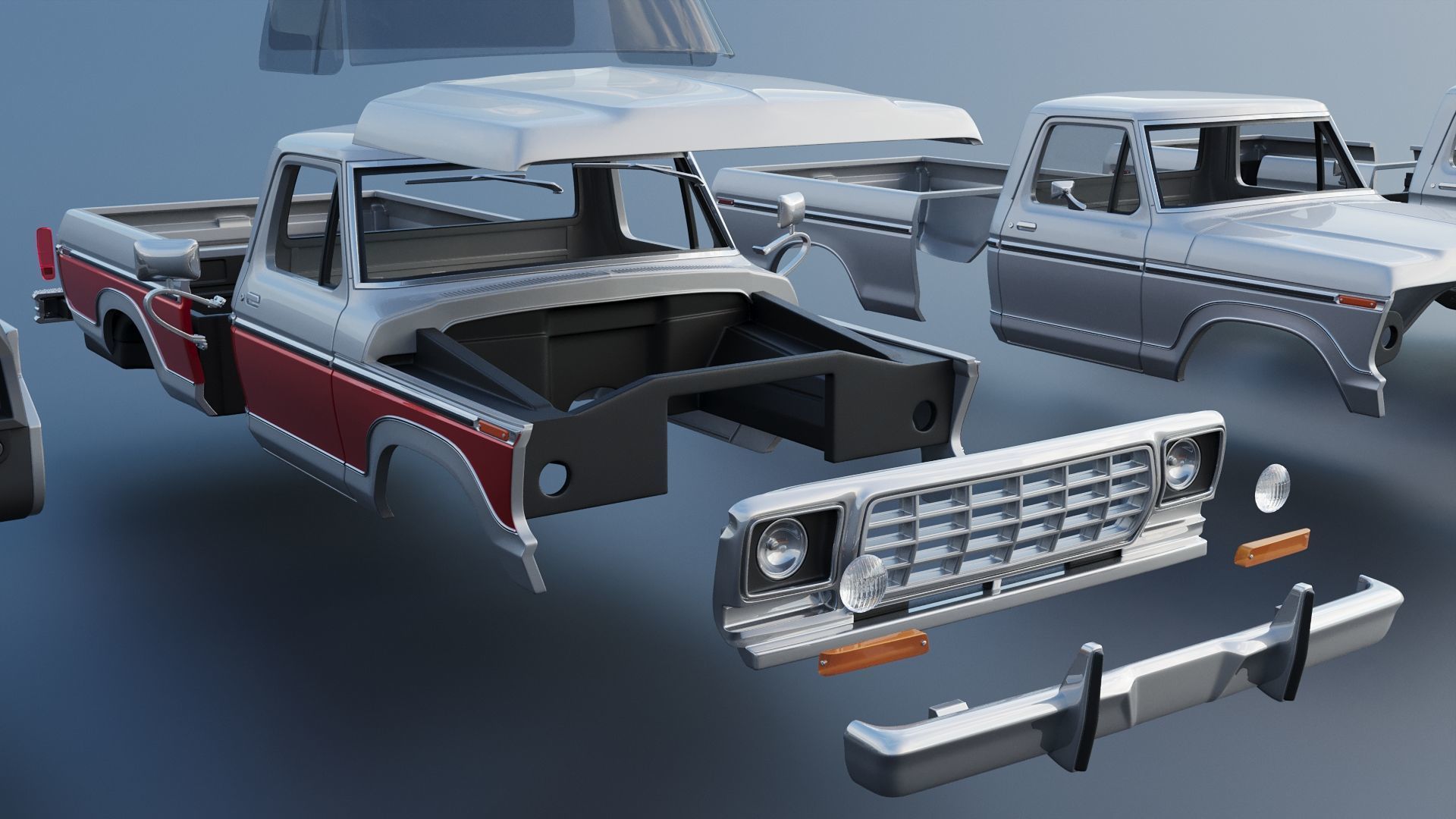 Pickup Truck F-150 1978 3D print model_21