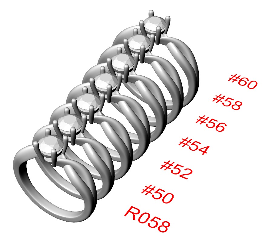 1 Ct Engagement ring 3dm stl obj 3D print model R058 EU50-60 3D print model_8