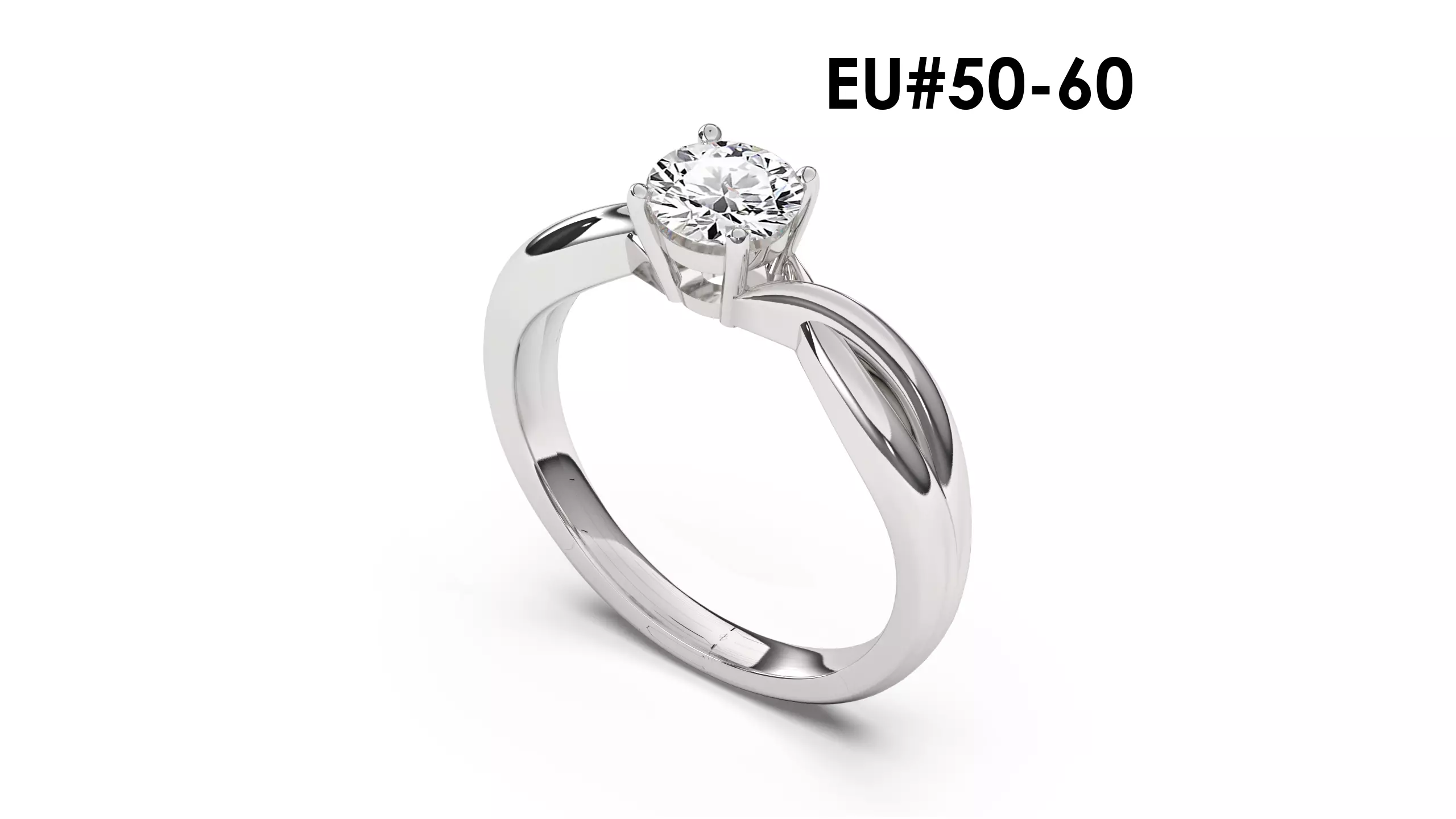 1 Ct Engagement ring 3dm stl obj 3D print model R058 EU50-60 3D print model_0