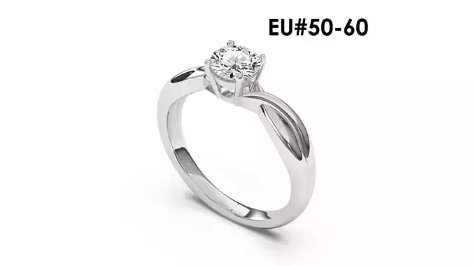 1 Ct Engagement ring 3dm stl obj 3D print model R058 EU50-60 3D print model