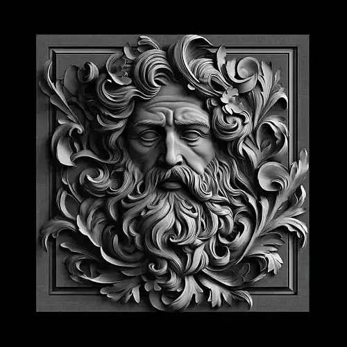 Majestic Artistic Face with Ornate Sculpture