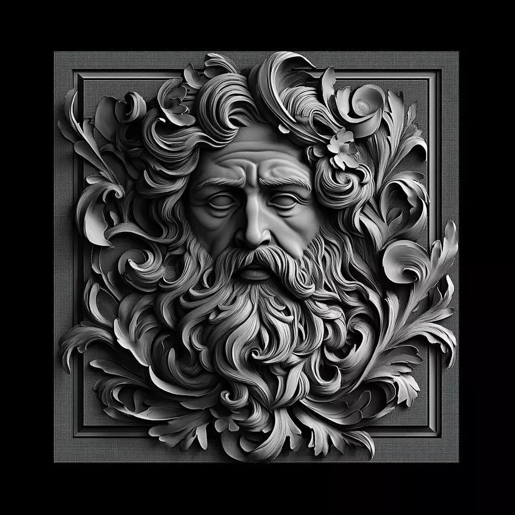 Majestic Artistic Face with Ornate Sculpture 3D print model_0