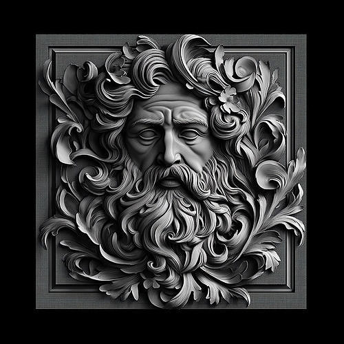 Majestic Artistic Face with Ornate Sculpture 3D print model