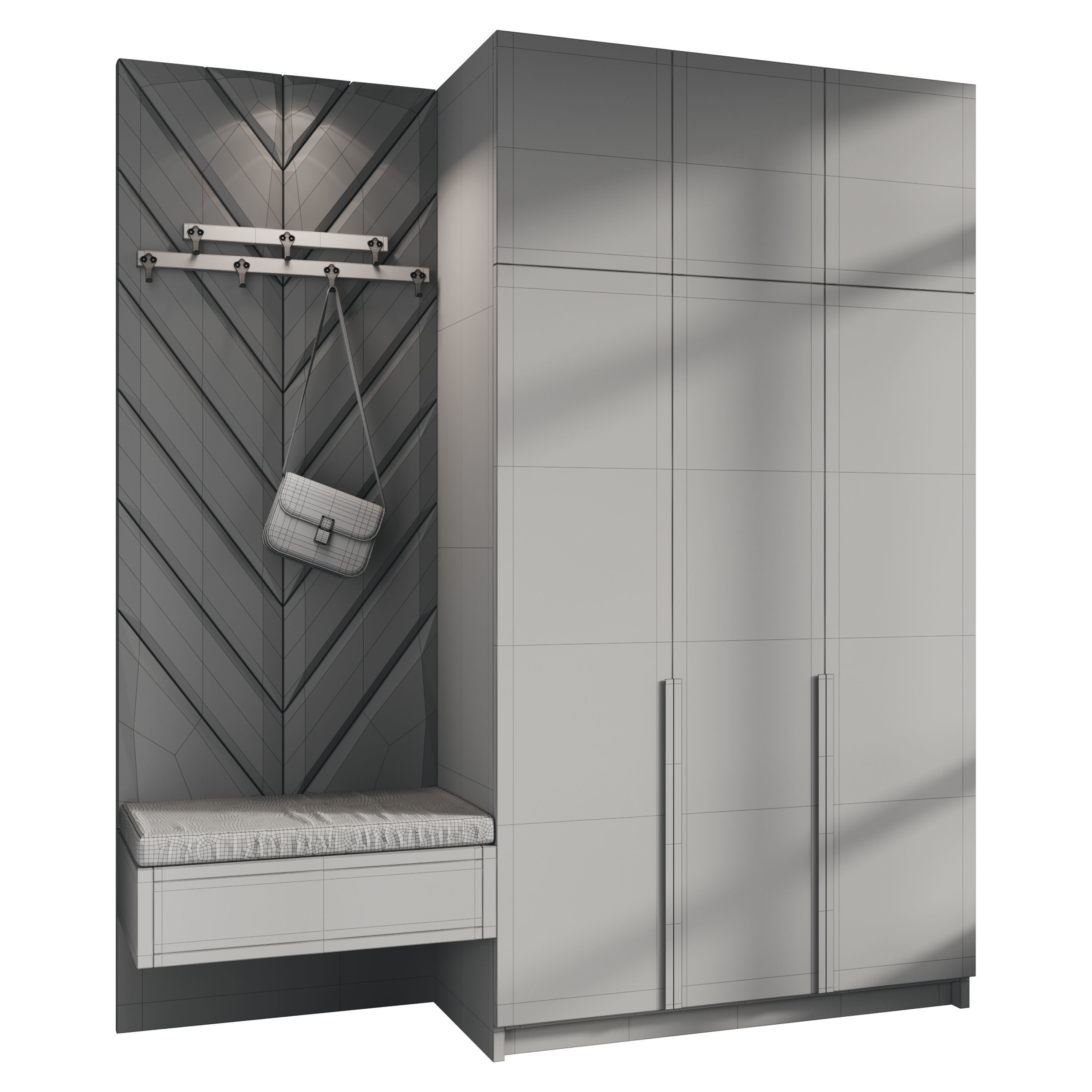 Hallway area with a minimalistic hanger 6 3D model_13