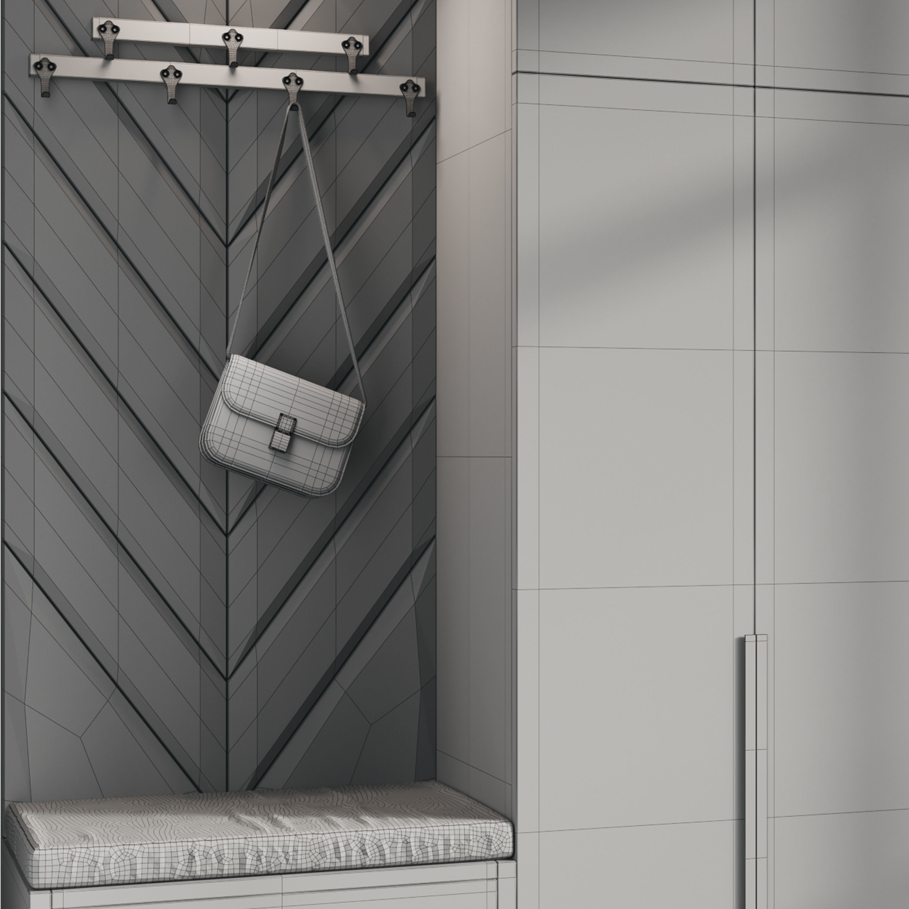 Hallway area with a minimalistic hanger 6 3D model_14