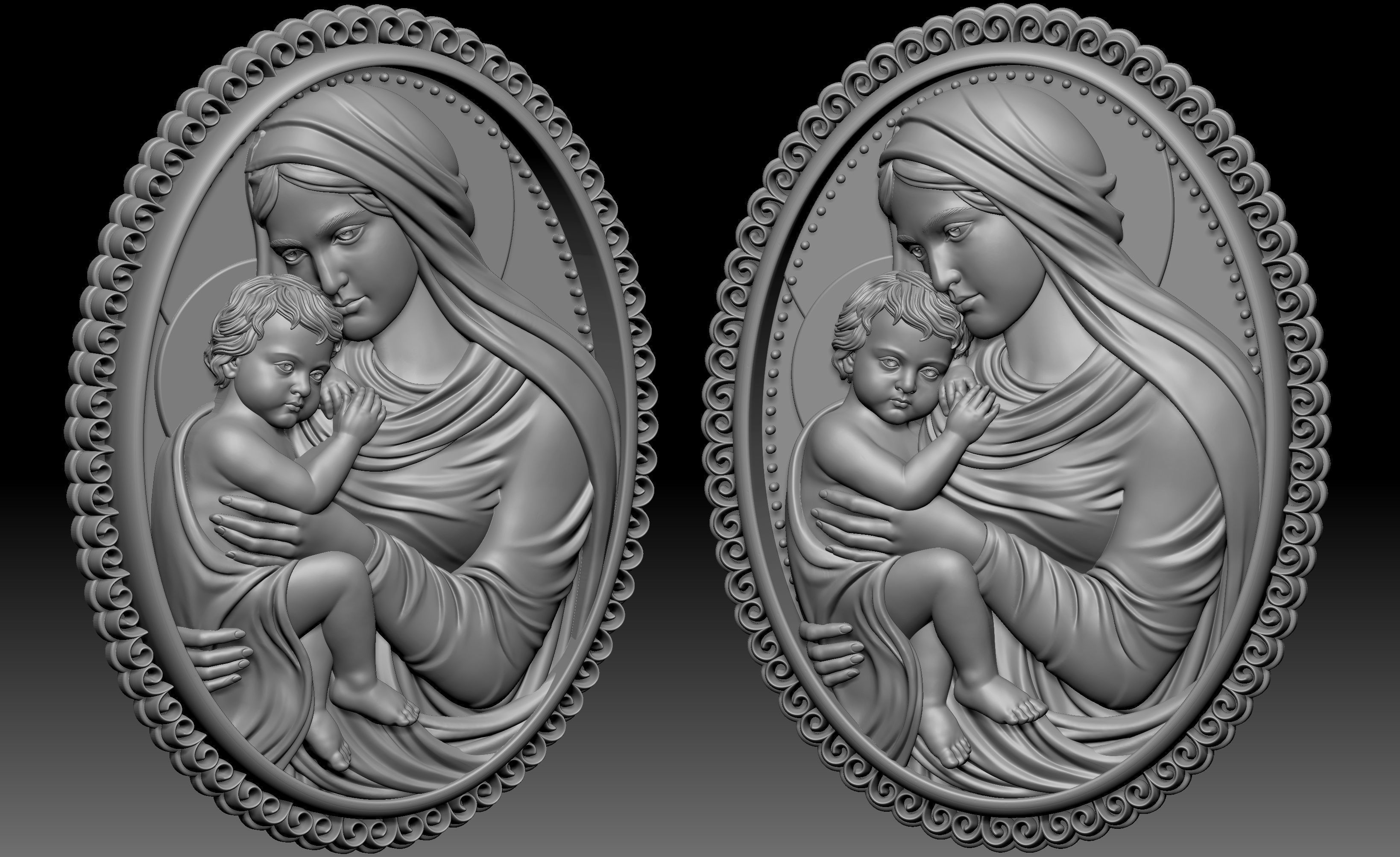 Mary with Baby Jesus Pendant 3D print model_1