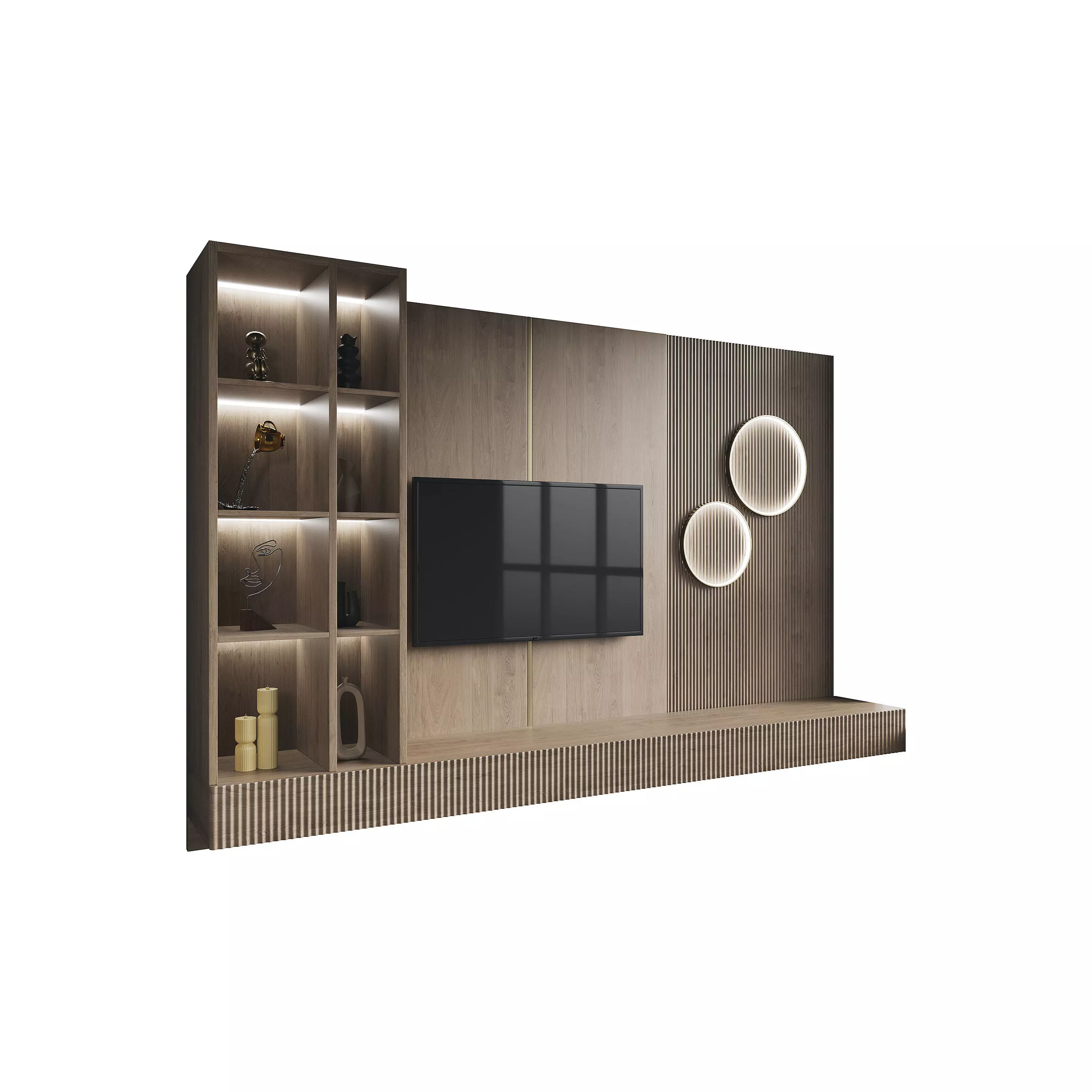 Tv wall set 1 3D model_0