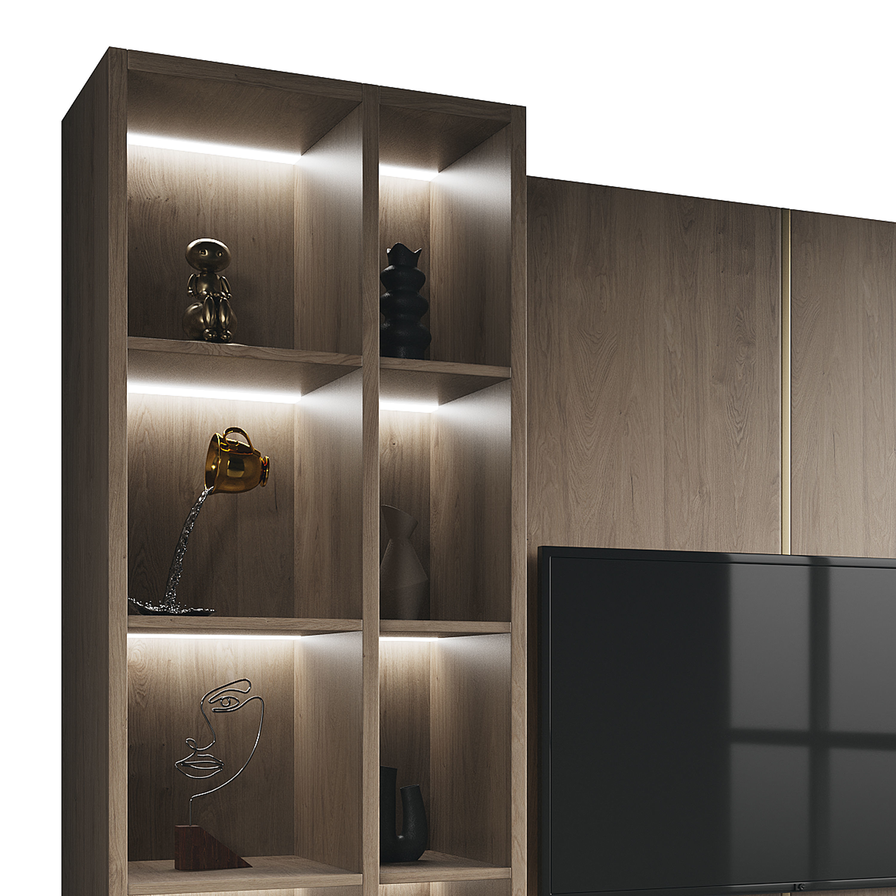 Tv wall set 1 3D model_5