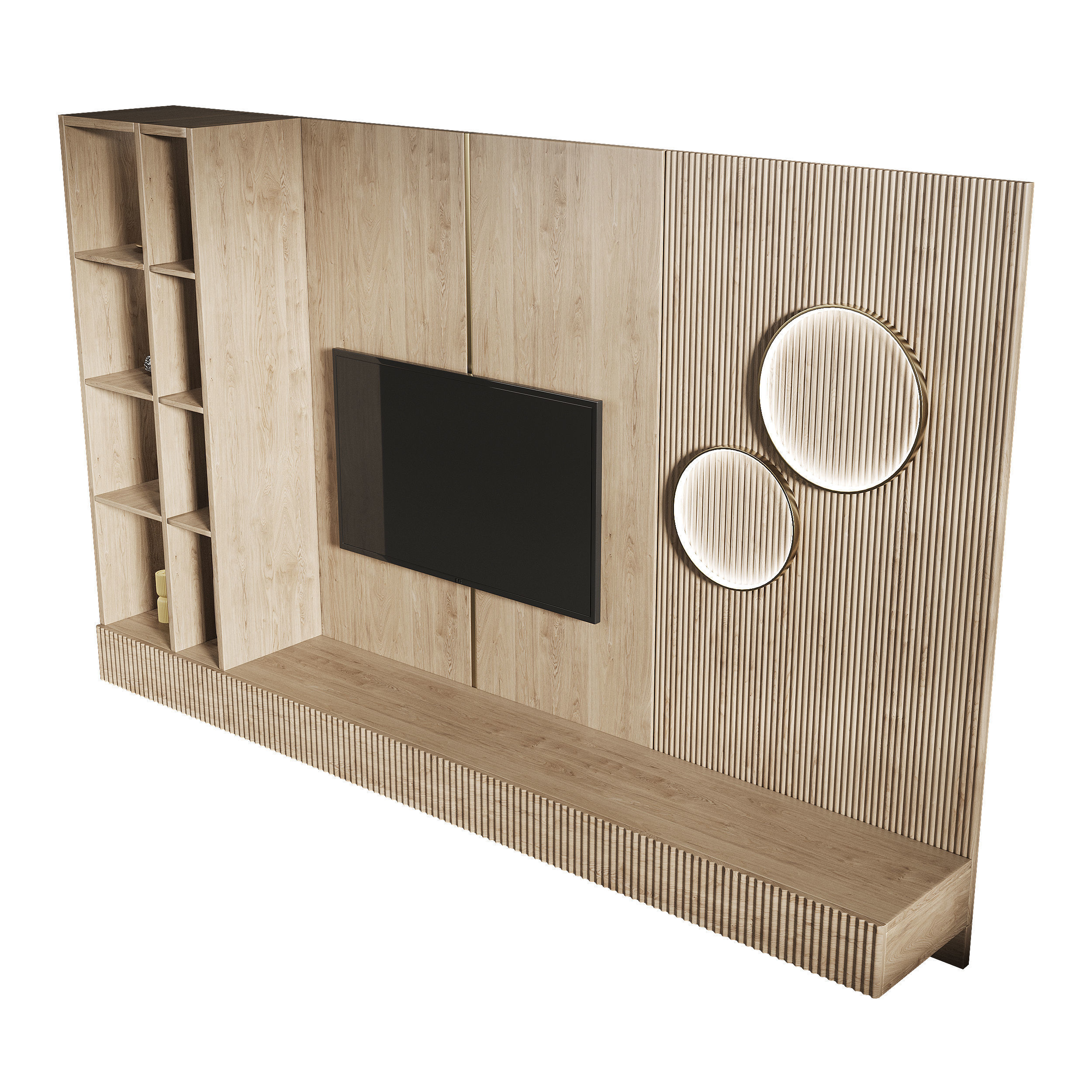 Tv wall set 1 3D model_1
