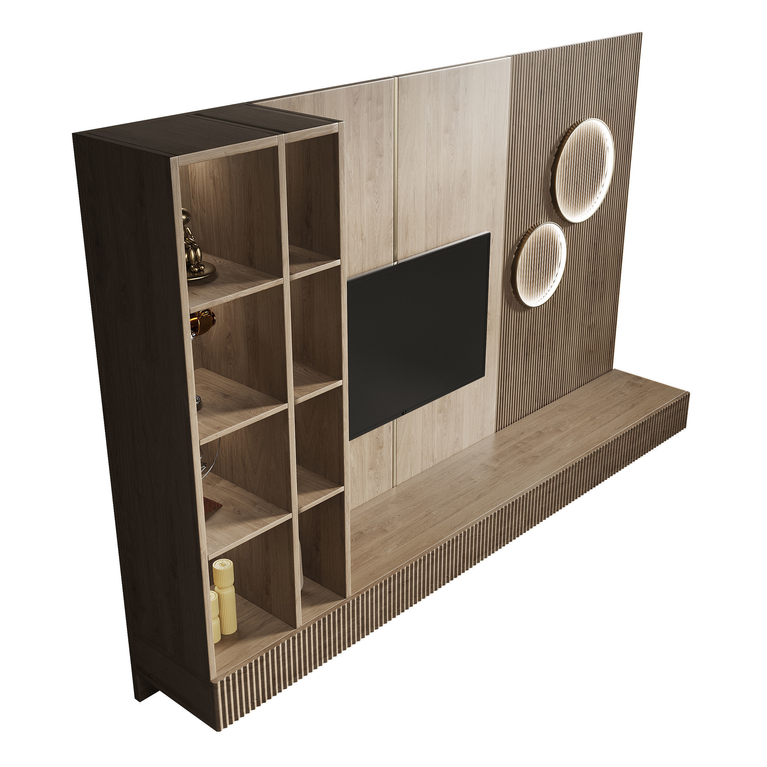 Tv wall set 1 3D model_2