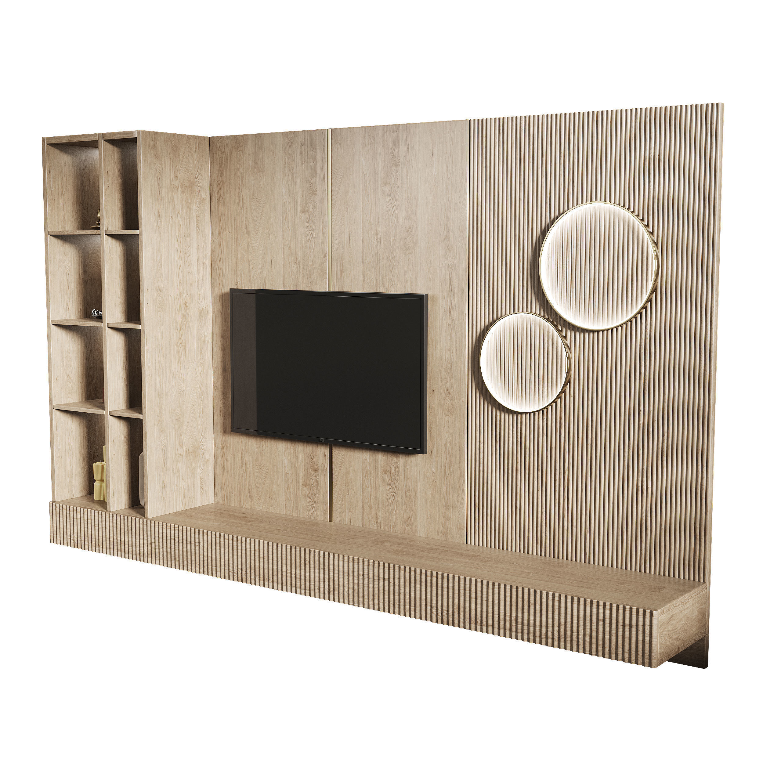 Tv wall set 1 3D model_4