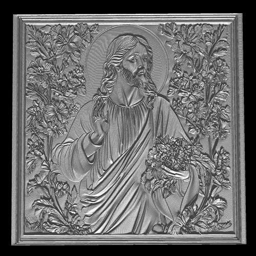 Jesus Christ Bust with Flowers and Serene Features 3D print model