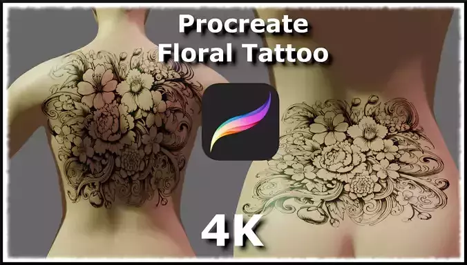 Tattoo Artist Floral Design for Female Back - Procreate 3D model Tattoo Artist Floral Design for Female Back - Procreate 3D model