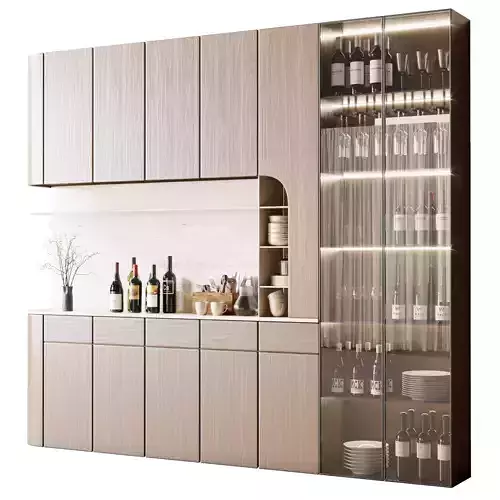 Wine cabinet with dishes and glasses 08