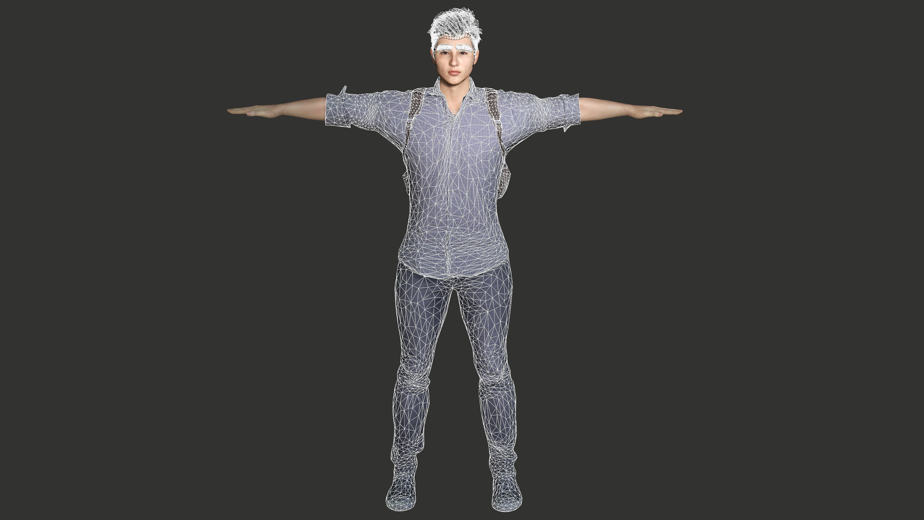 AAA 3D REALISTIC ASIAN MALE CHARACTER - YOUNG COLLEGE STUDENT Low-poly 3D model_12