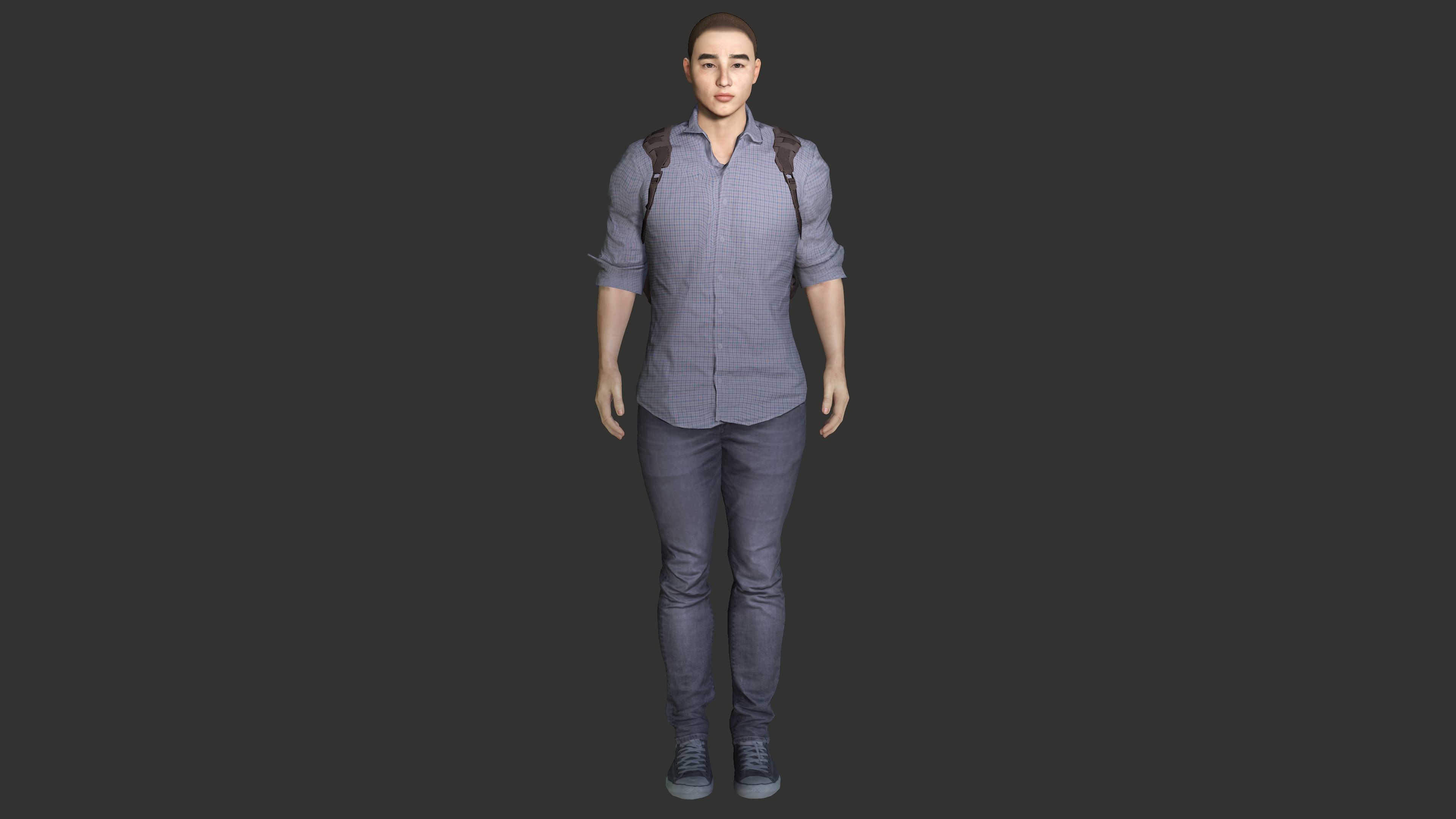 AAA 3D REALISTIC ASIAN MALE CHARACTER - YOUNG COLLEGE STUDENT Low-poly 3D model_8