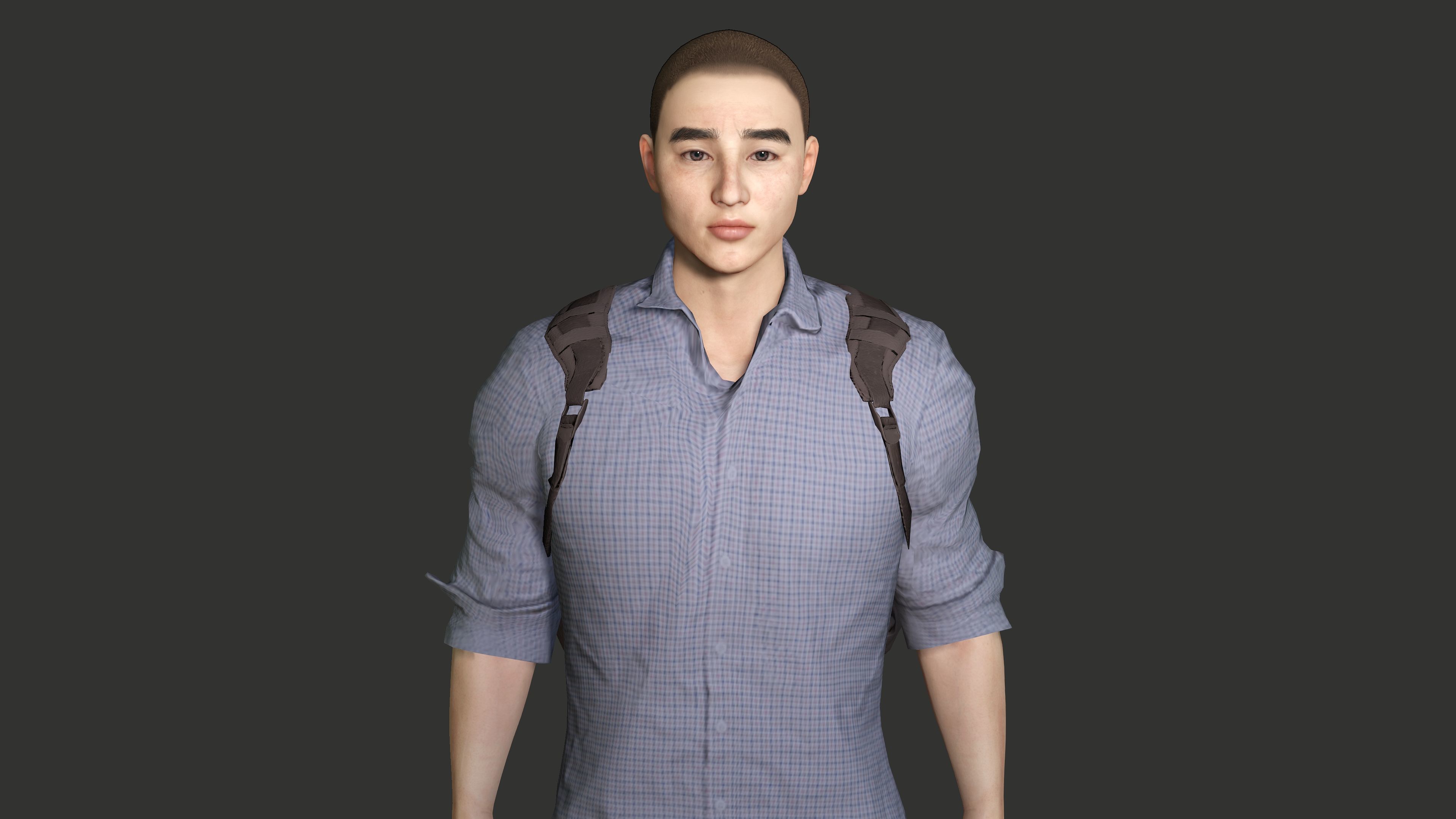 AAA 3D REALISTIC ASIAN MALE CHARACTER - YOUNG COLLEGE STUDENT Low-poly 3D model_6