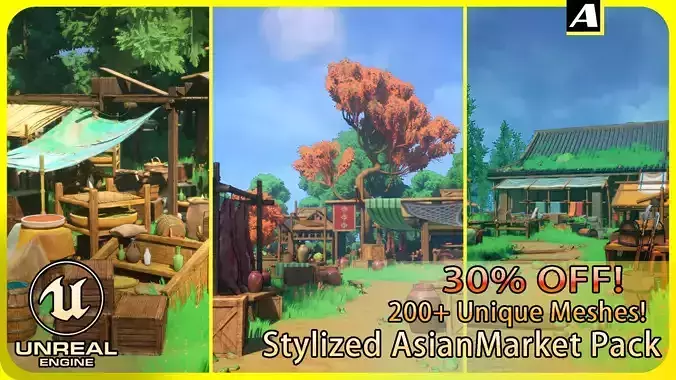 Stylized Asian Market Gameready