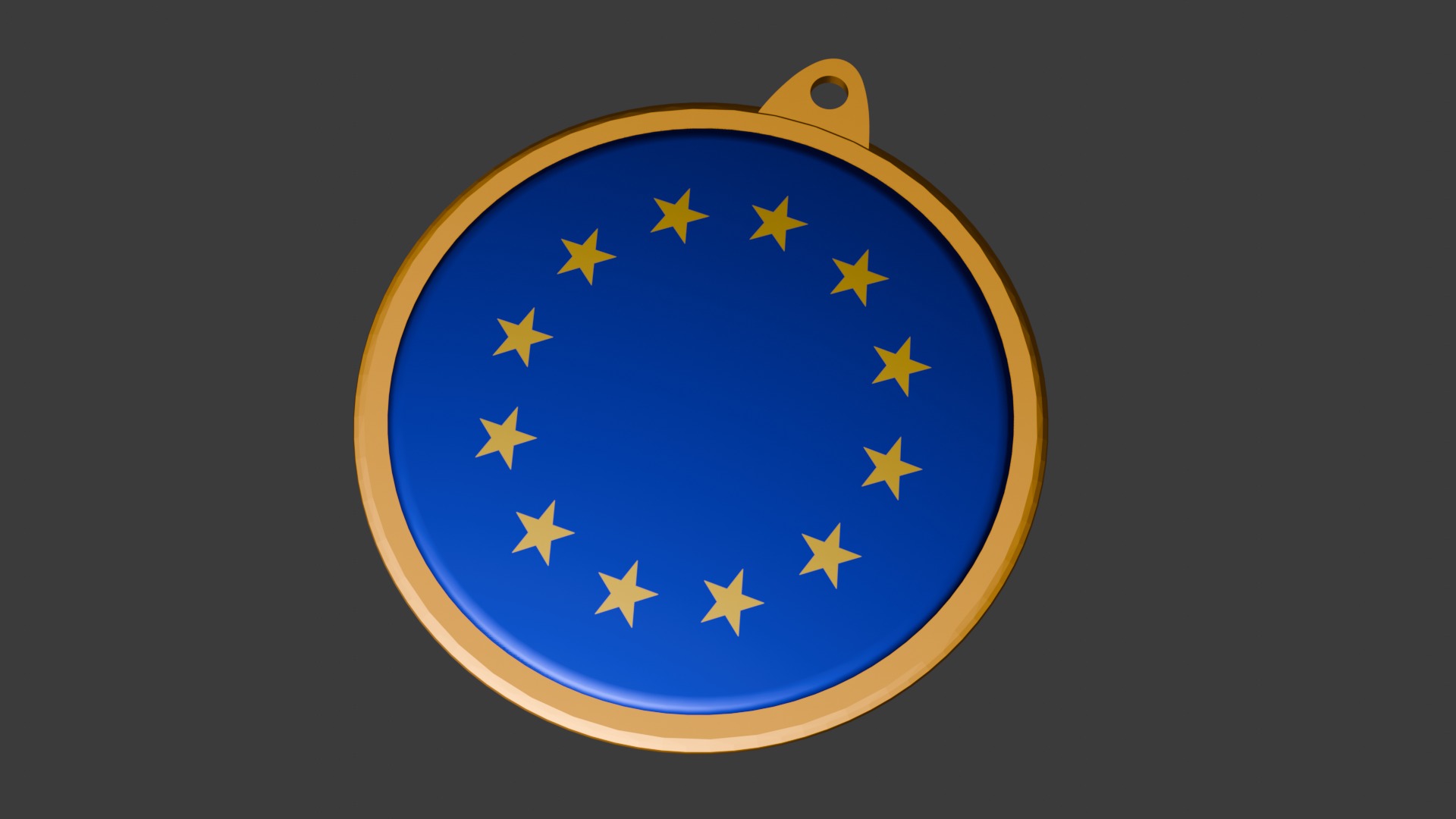EU Flag Golden Medal Badge 3D model_24