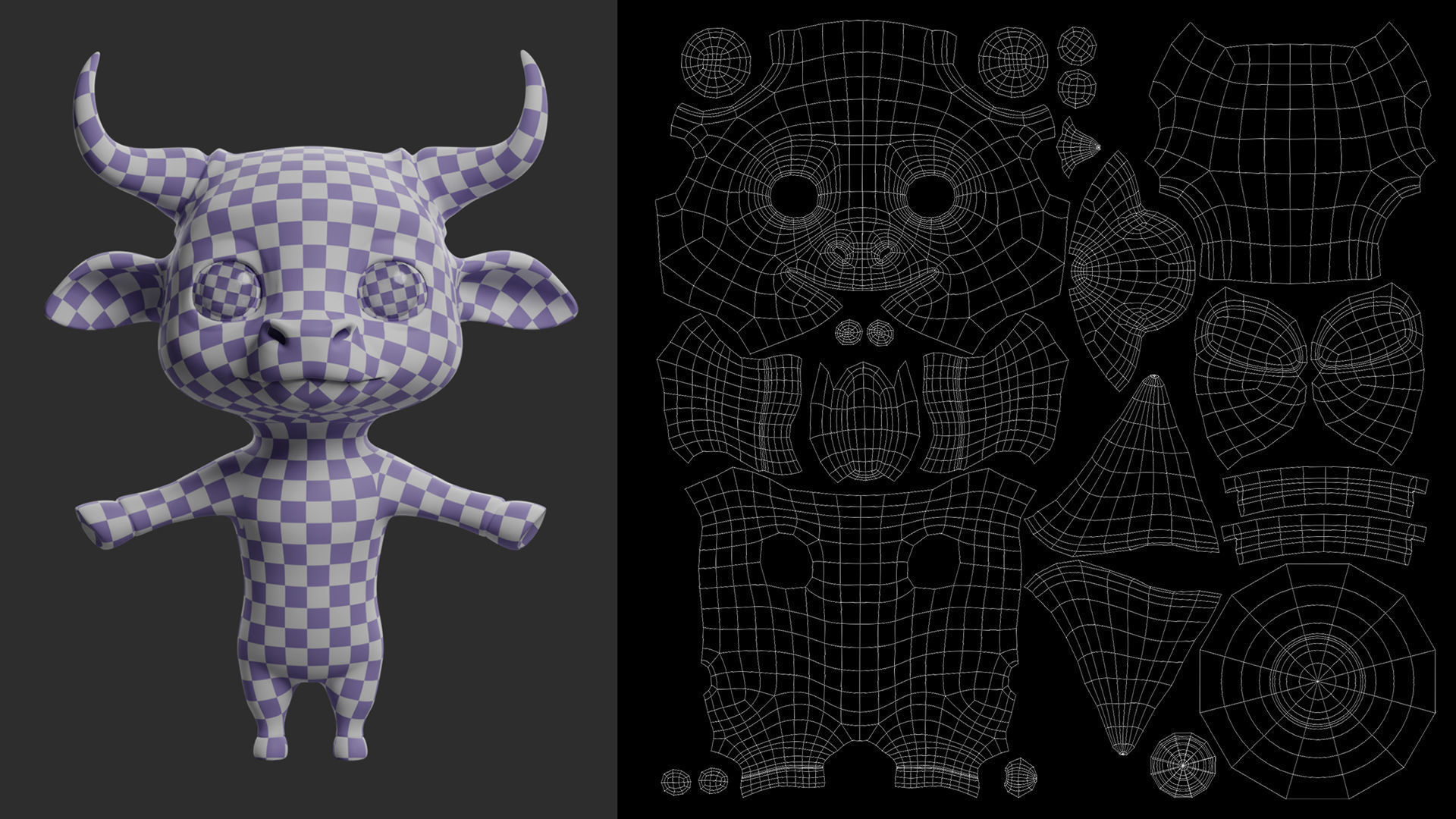 Bull Cartoon Low-poly 3D model_8