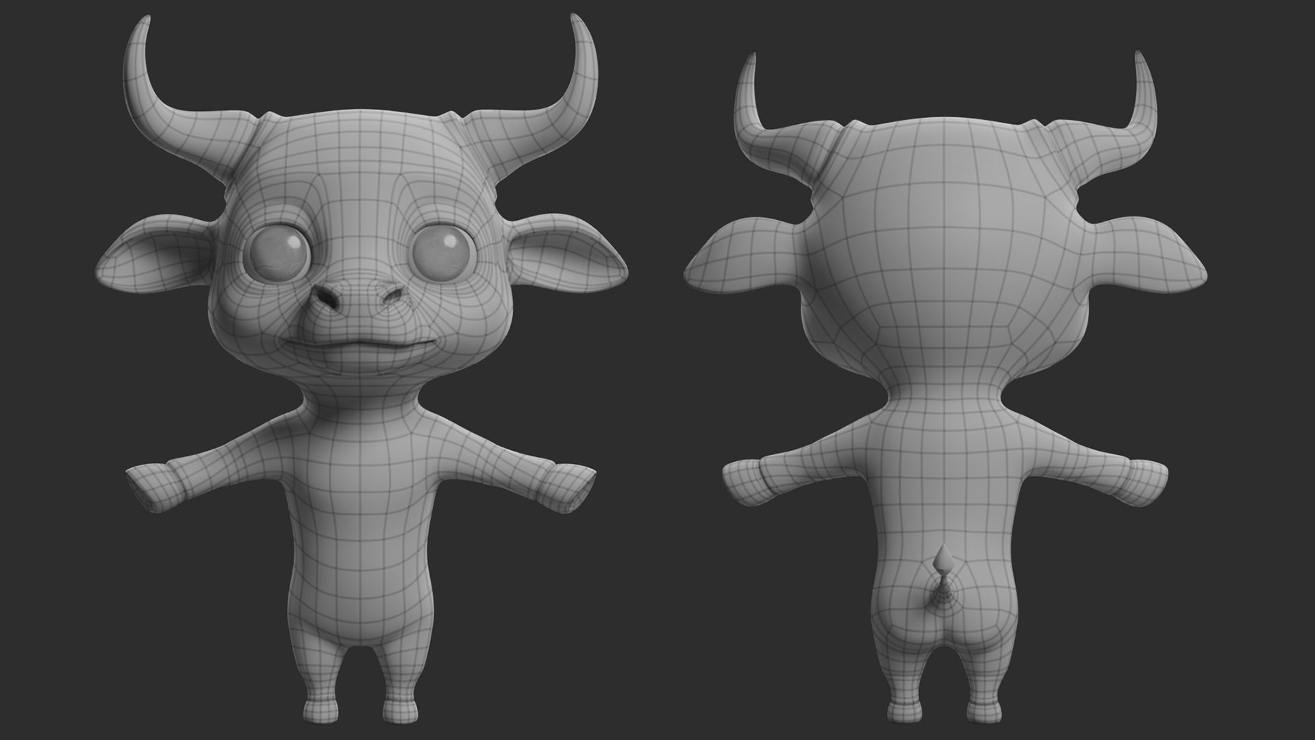 Bull Cartoon Low-poly 3D model_3