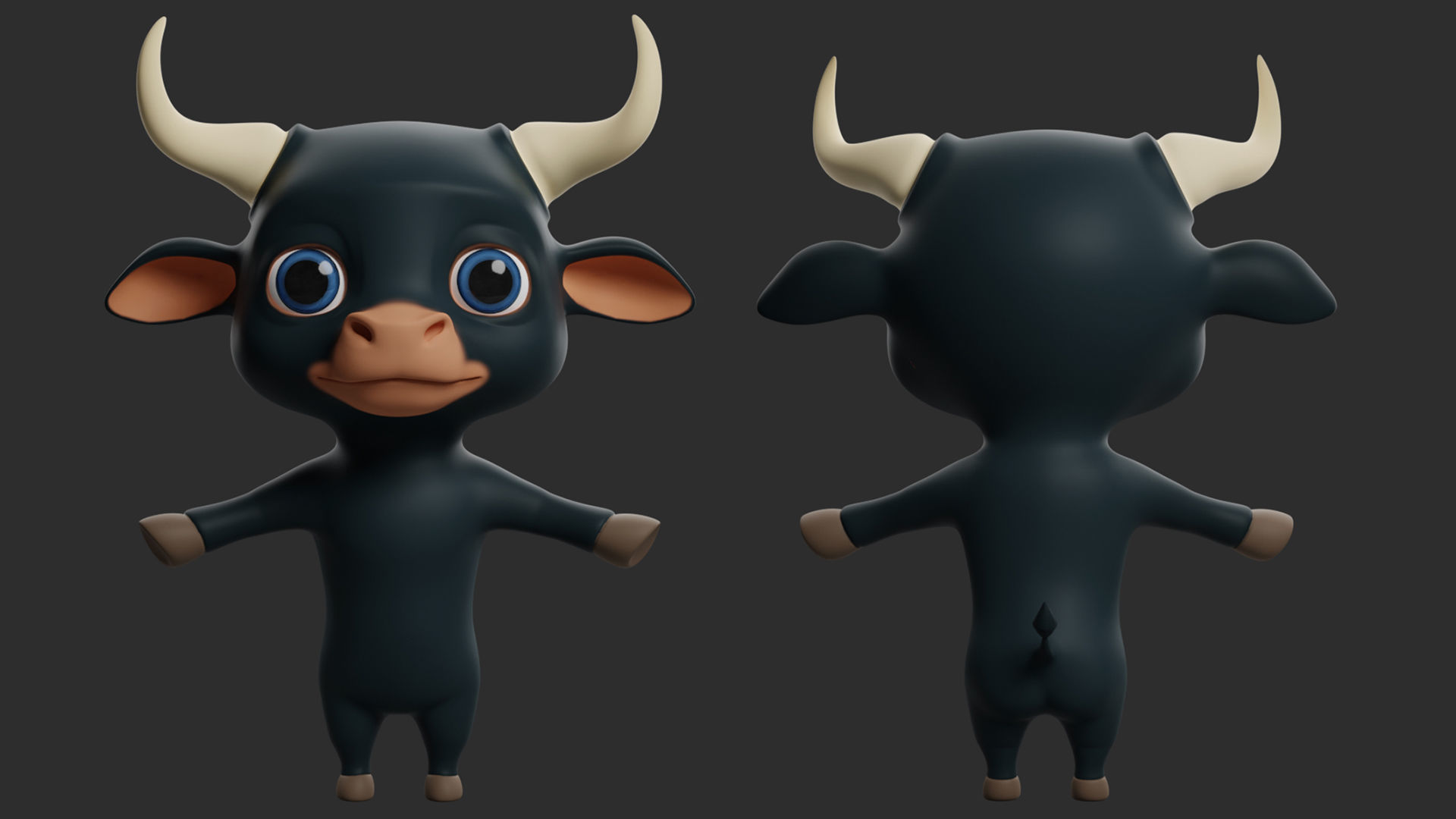 Bull Cartoon Low-poly 3D model_1