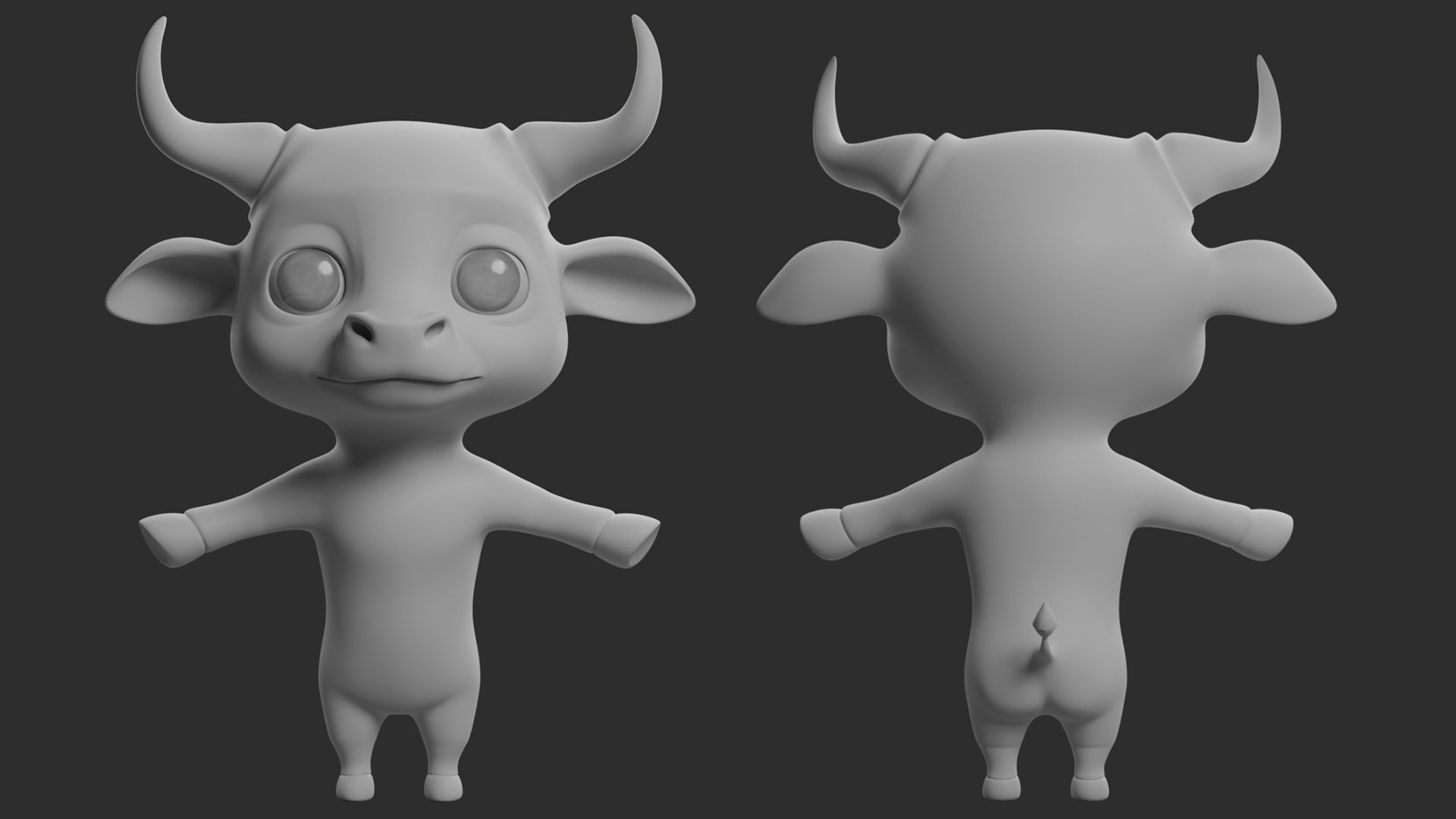 Bull Cartoon Low-poly 3D model_2