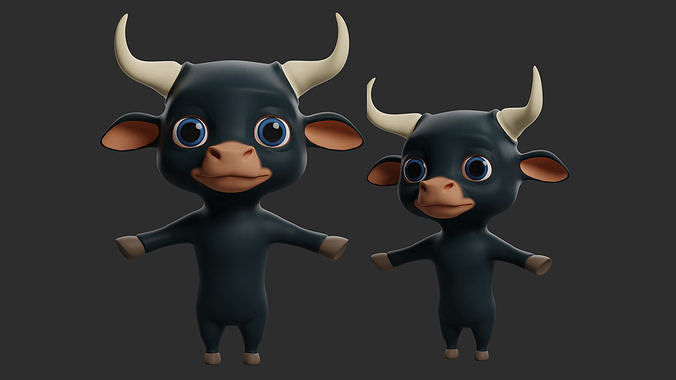 Bull Cartoon Low-poly 3D model