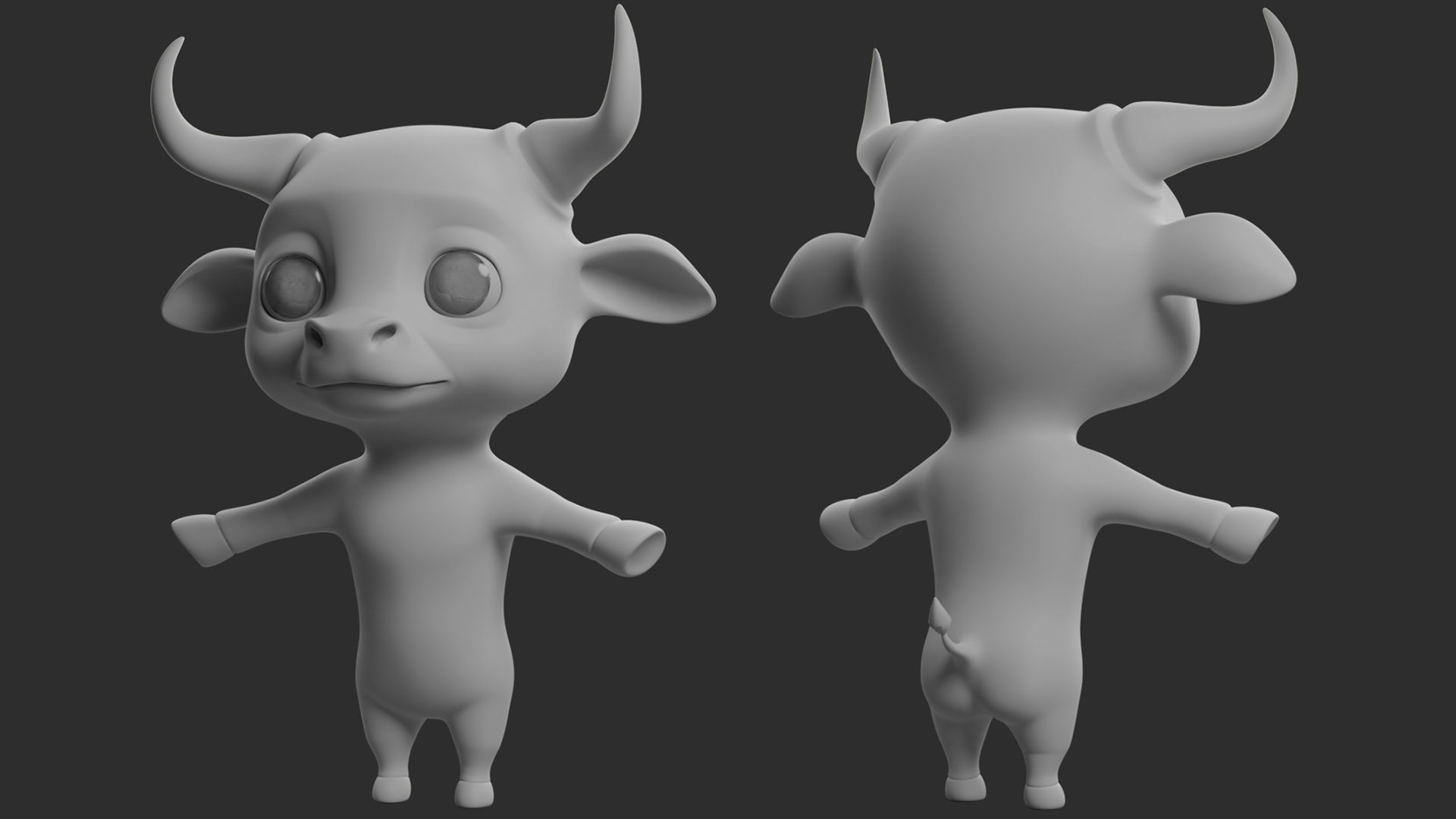 Bull Cartoon Low-poly 3D model_5
