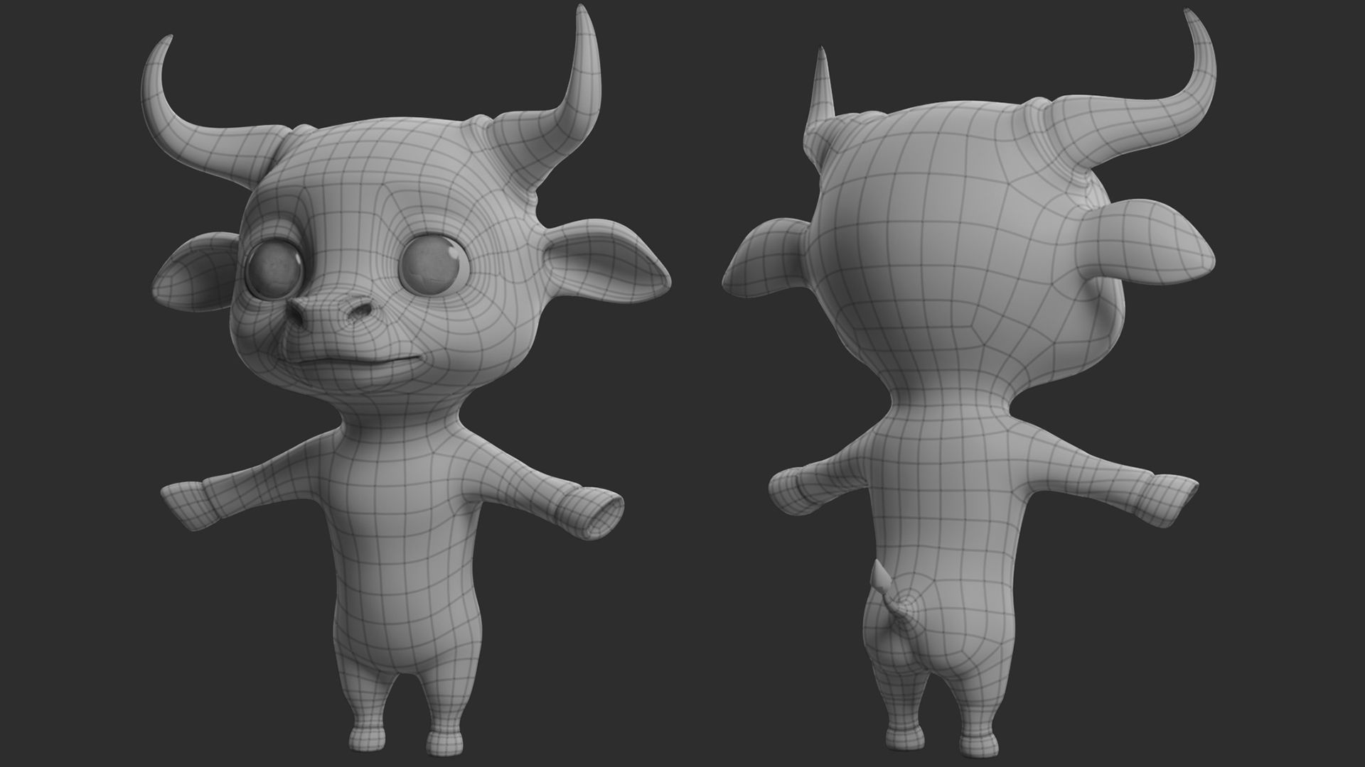 Bull Cartoon Low-poly 3D model_6