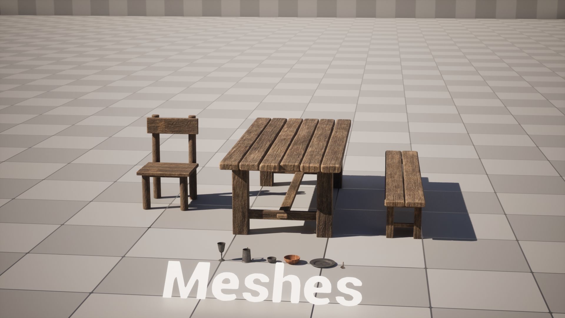 Medieval Table Set A - Unreal Engine 5 Asset Pack - FBX OBJ STL Low-poly 3D model_4