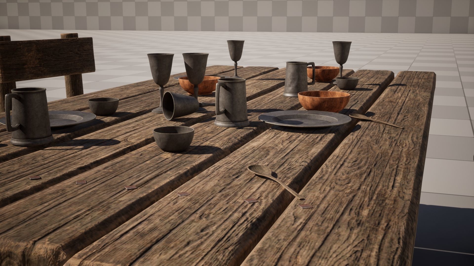 Medieval Table Set A - Unreal Engine 5 Asset Pack - FBX OBJ STL Low-poly 3D model_2
