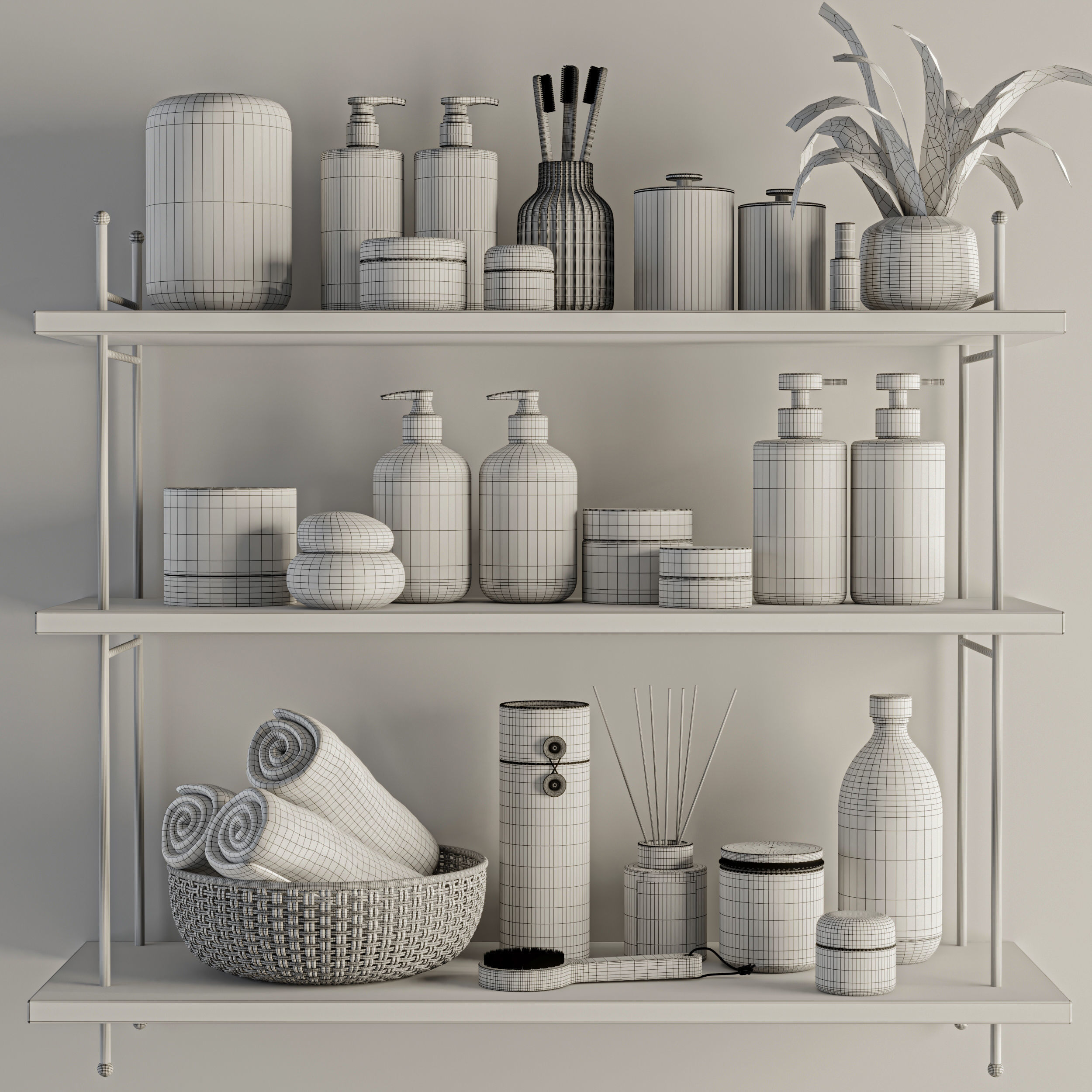 Bathroom accessories Set 3D model_6