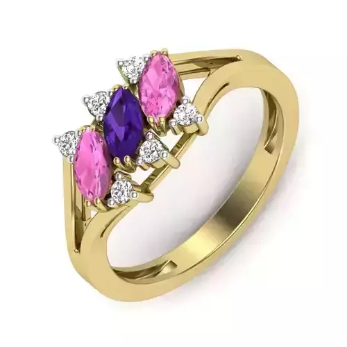 Women Diamond Ring 3dm STL  Render Details - PR-129 DIA