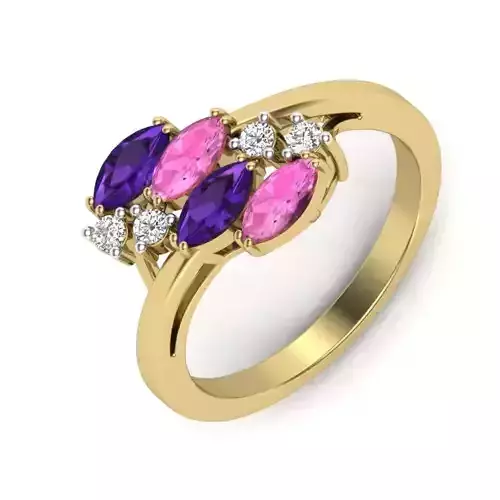 Women Diamond Ring 3dm STL  Render Details - PR-132 DIA